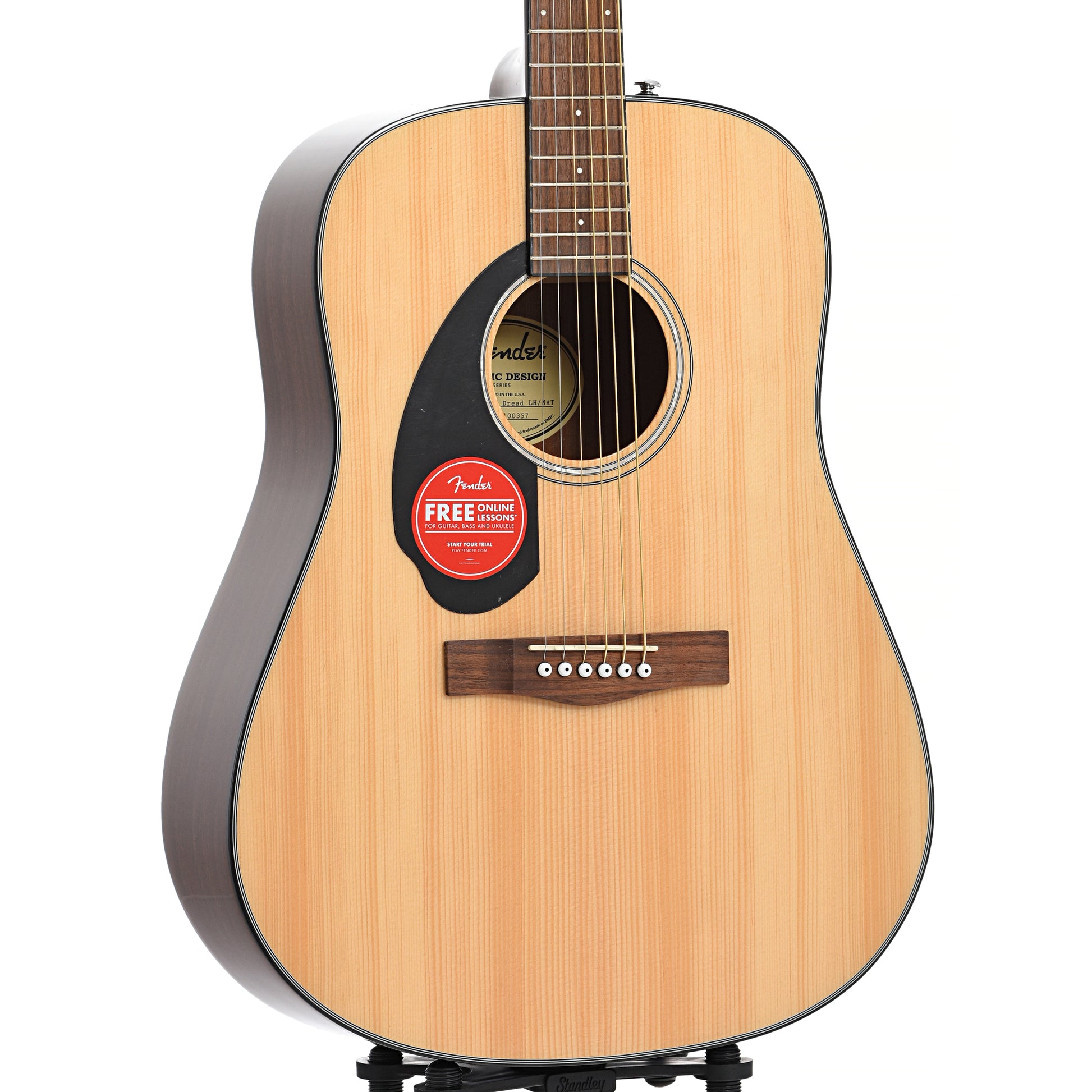 Front and side of Fender CD-60S Left Handed Acoustic Guitar