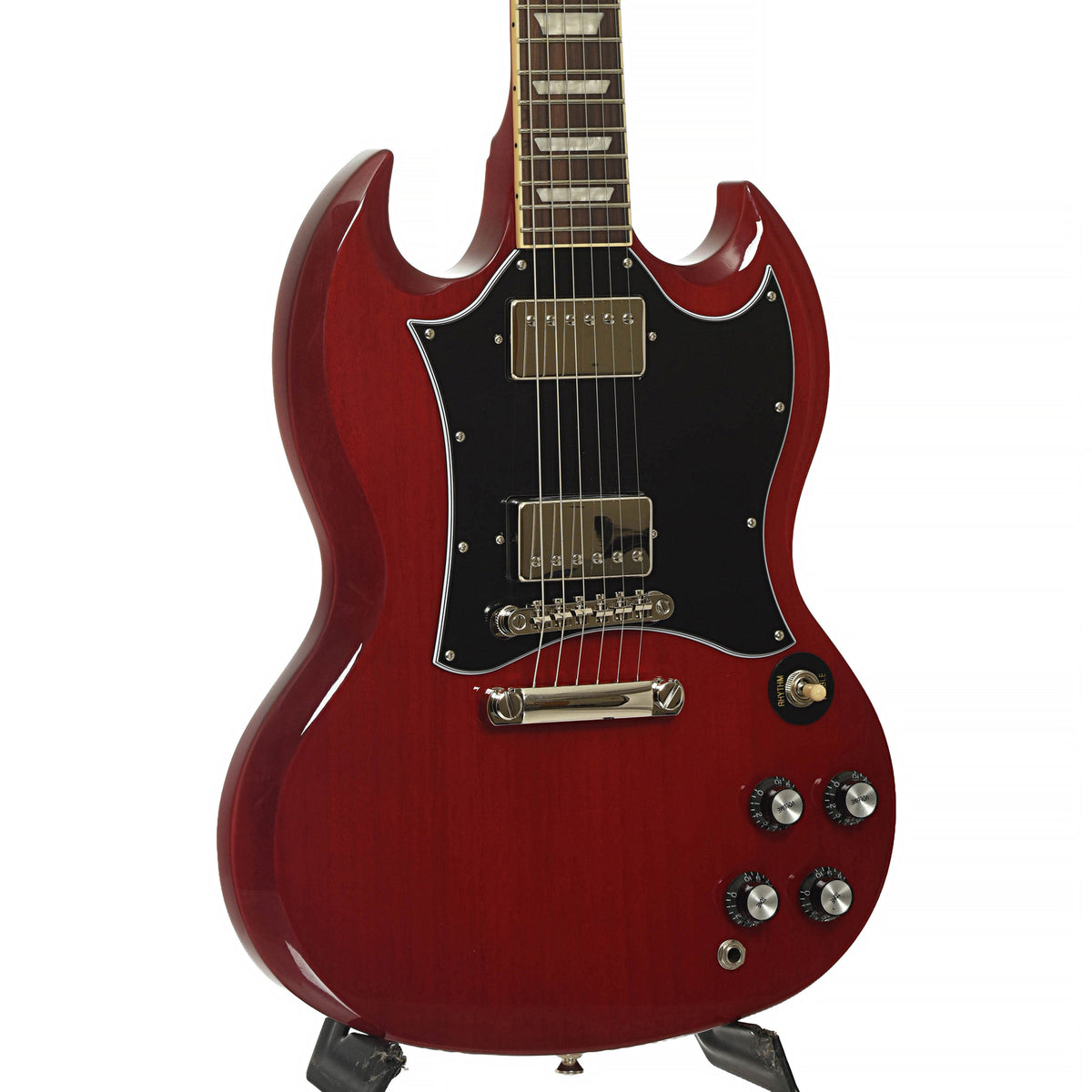Front and side of Epiphone SG Standard Electric Guitar & Gigbag, Cherry
