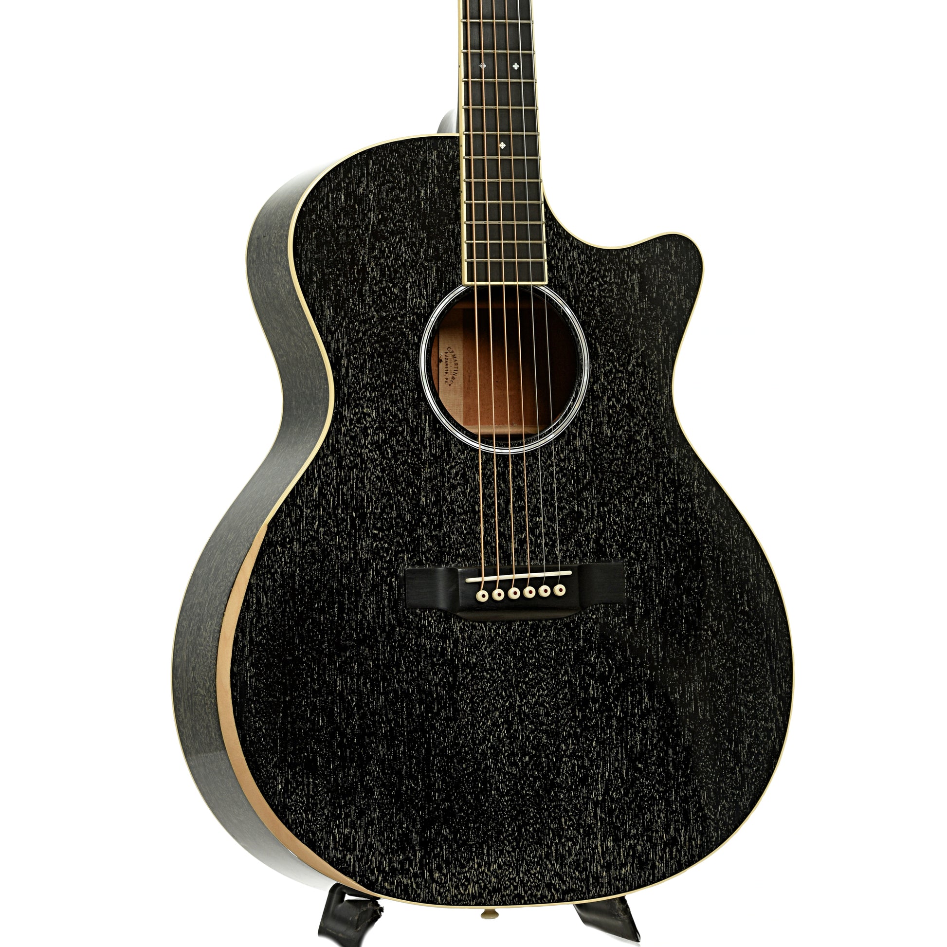 Front and side of Martin Custom GPC16 Cutaway Guitar Black