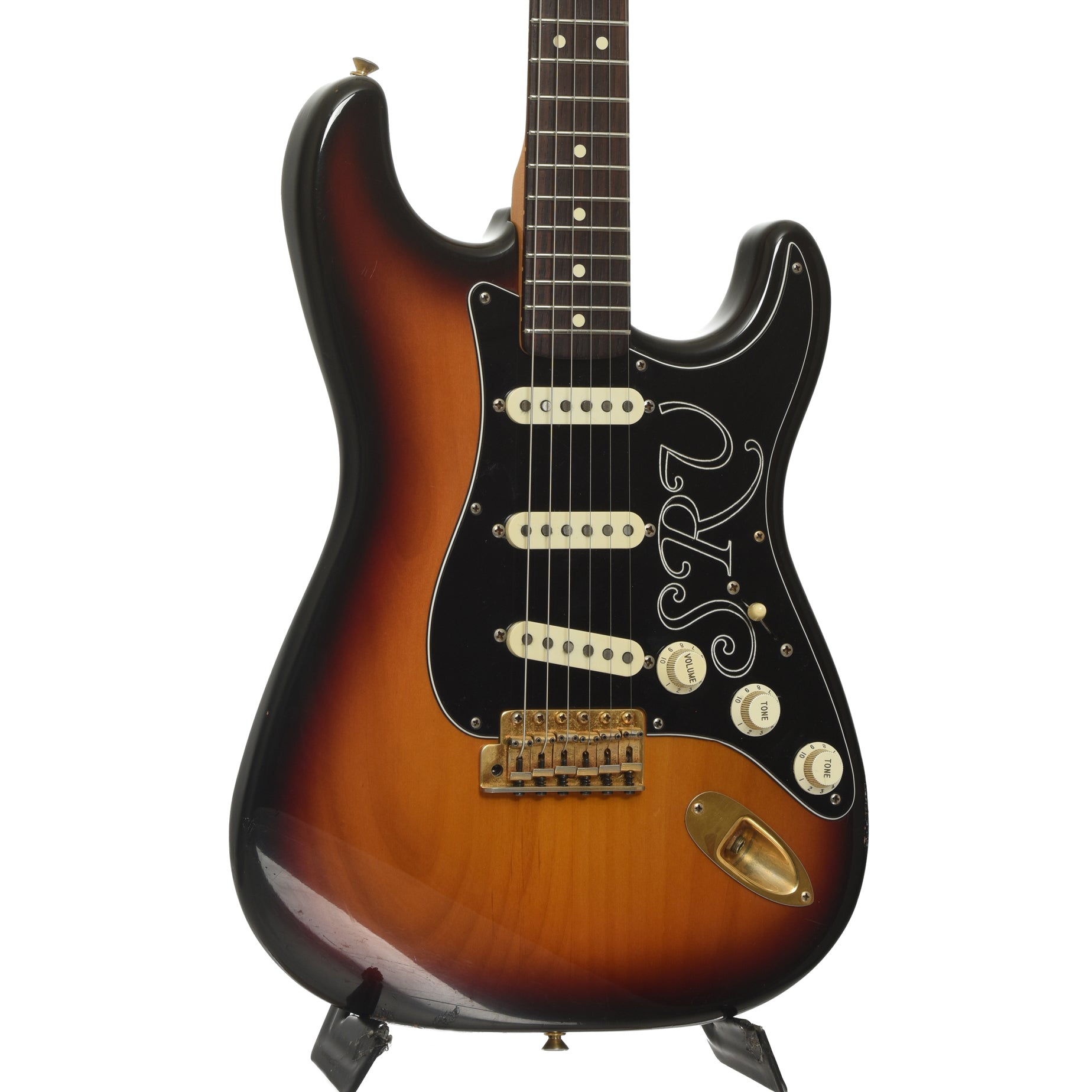 Front and side of Fender SRV Stratocaster Electric Guitar