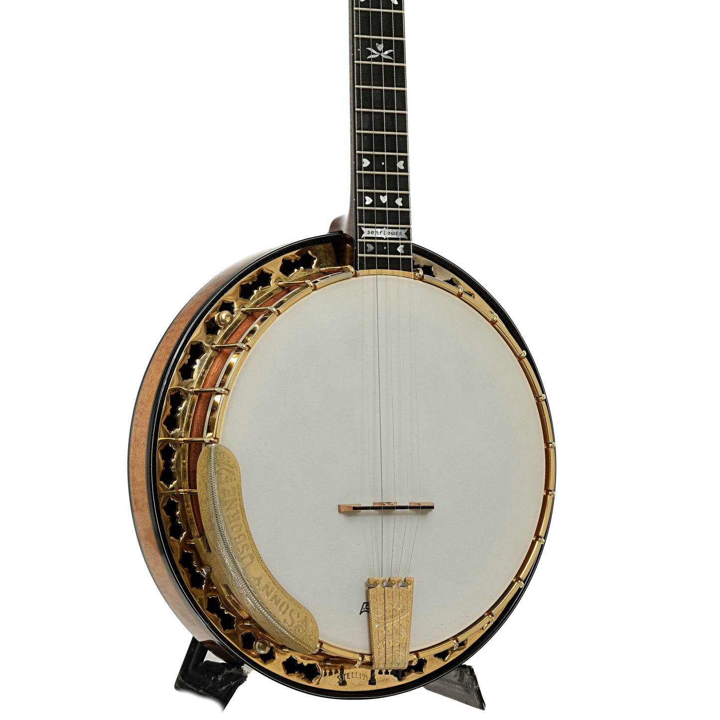 Front and side of Stelling Sonny Osborne Sonflower Prototype Banjo