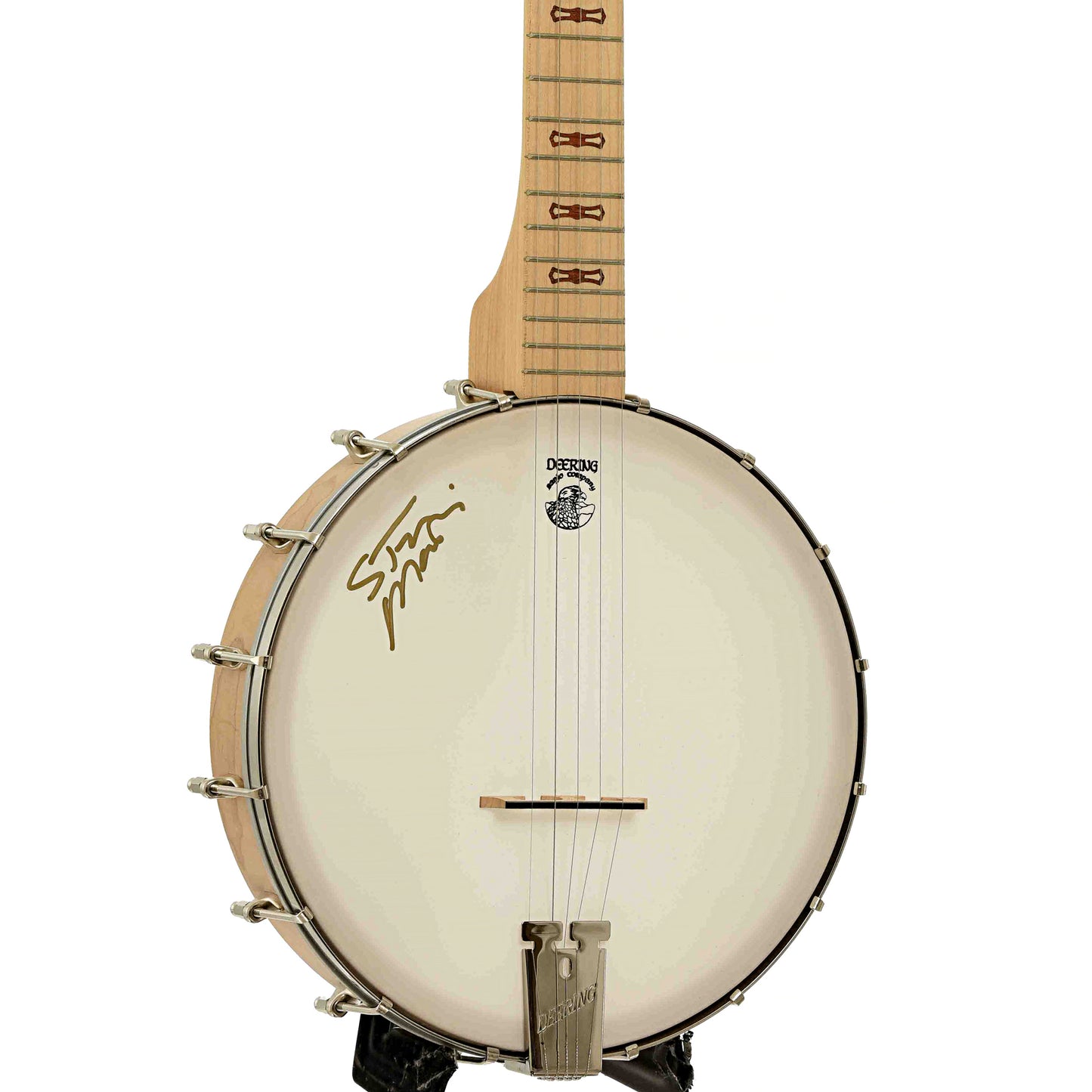 Front and side of Deering "The Crow" Open Back Banjo
