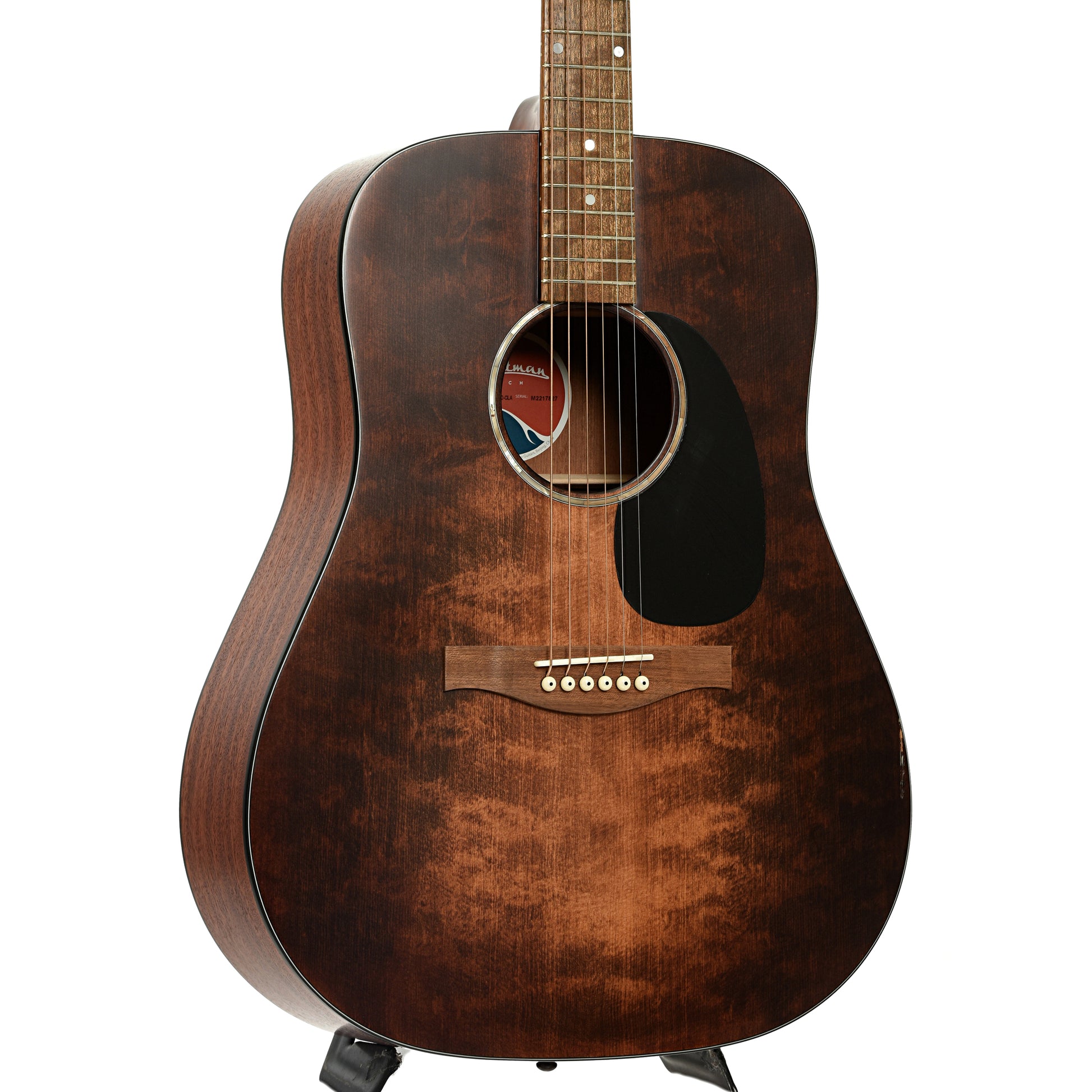 Front and side of Eastman PCH1-D "Pacific Coast Highway" Acoustic Guitar & Gigbag, Classic Stained Finish 