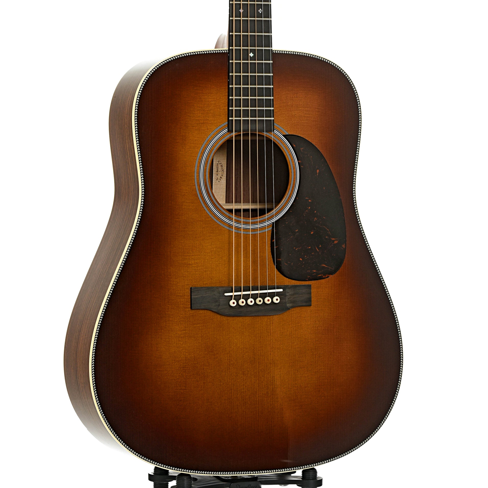 Front and side of Martin HD-28 Ambertone Guitar & Case