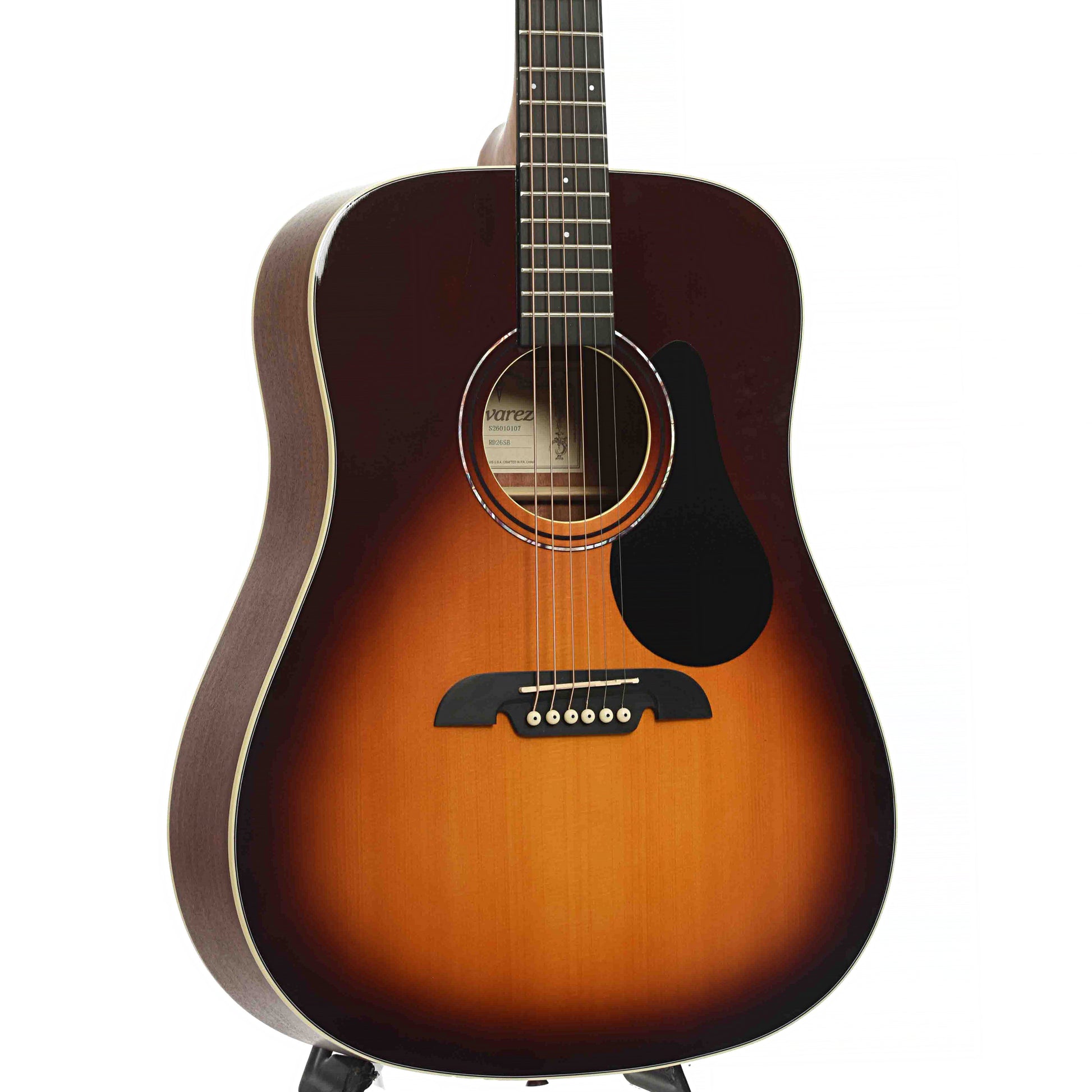 Front & Side of Alvarez RD26SB Sunburst Dreadnought Acoustic Guitar