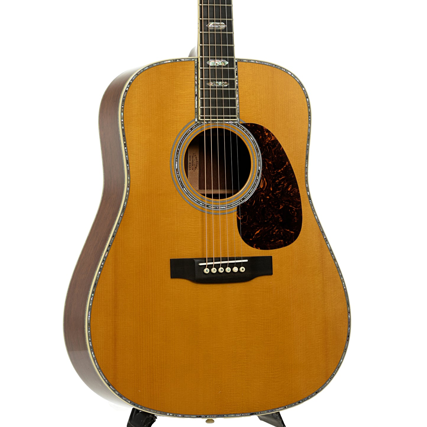 Front and side of Martin Custom Shop D-45 Madagascar Acoustic Guitar