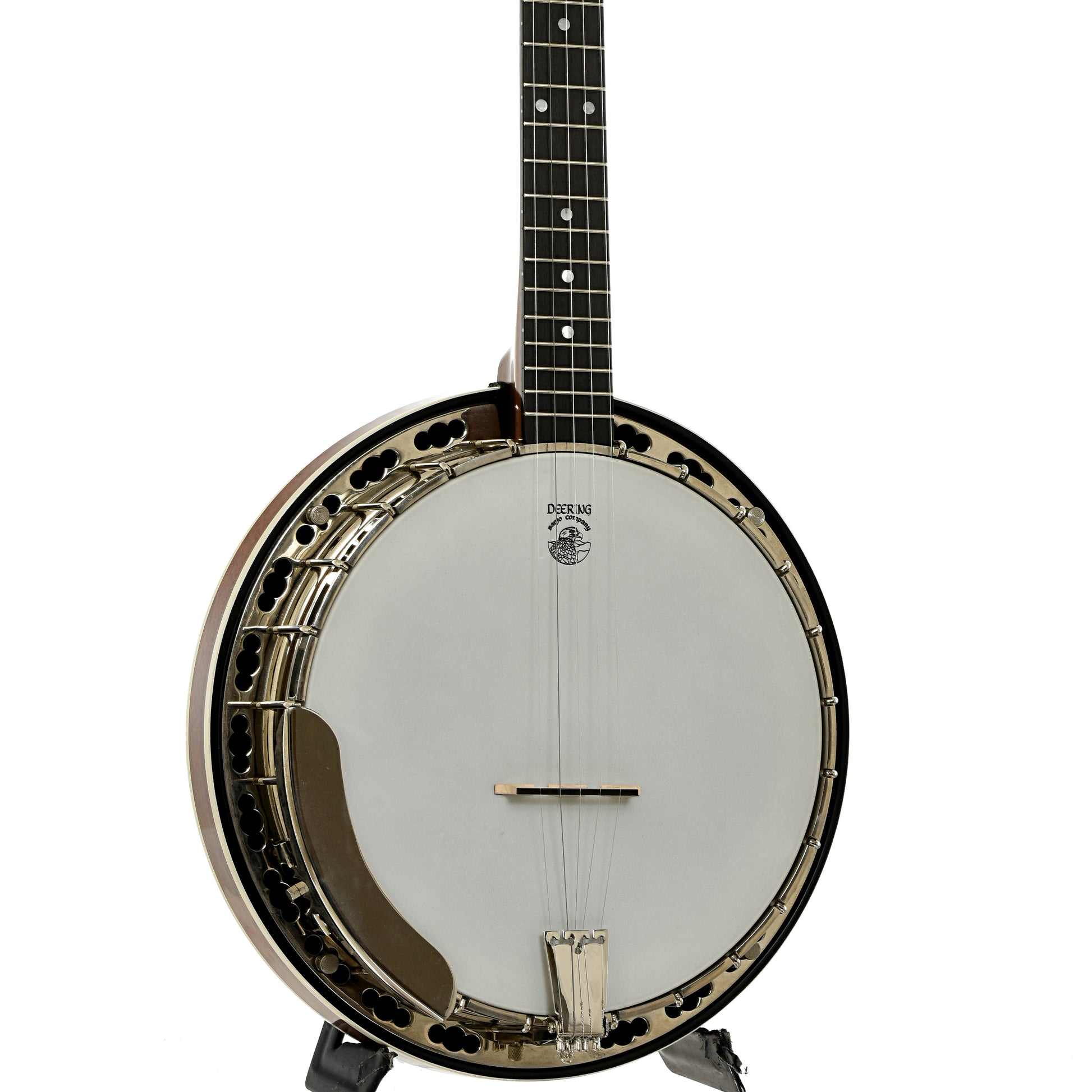 Front and side of Deering Sierra Mahogany Resonator Banjo