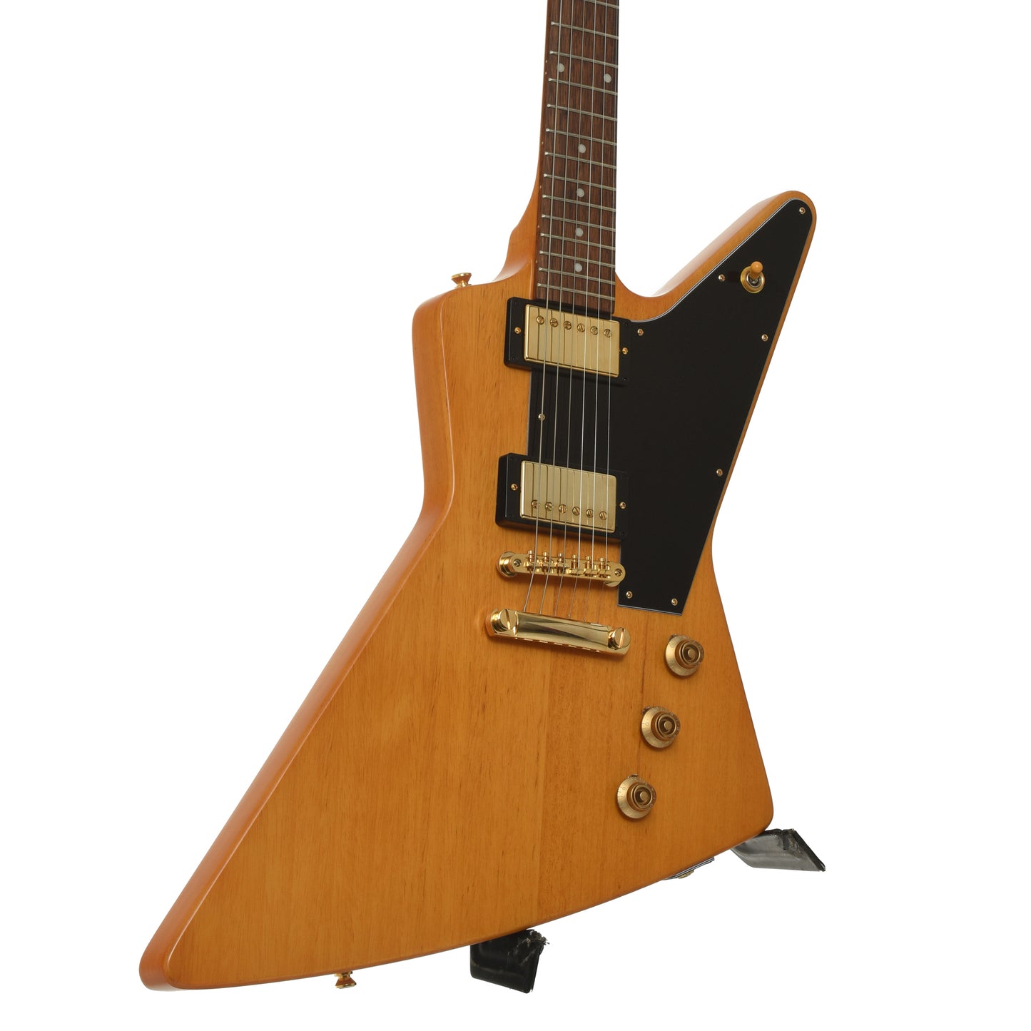 Front and side of Epiphone '58 Korina Explorer Electric Guitar