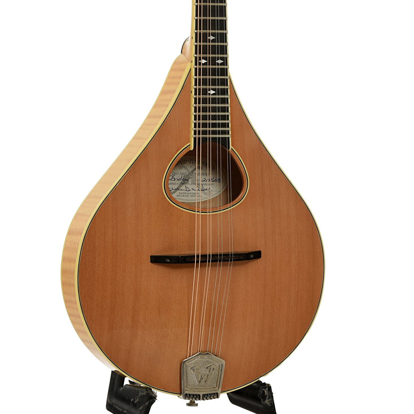 Front and side of Weber Bridger A-Style Mandolin 