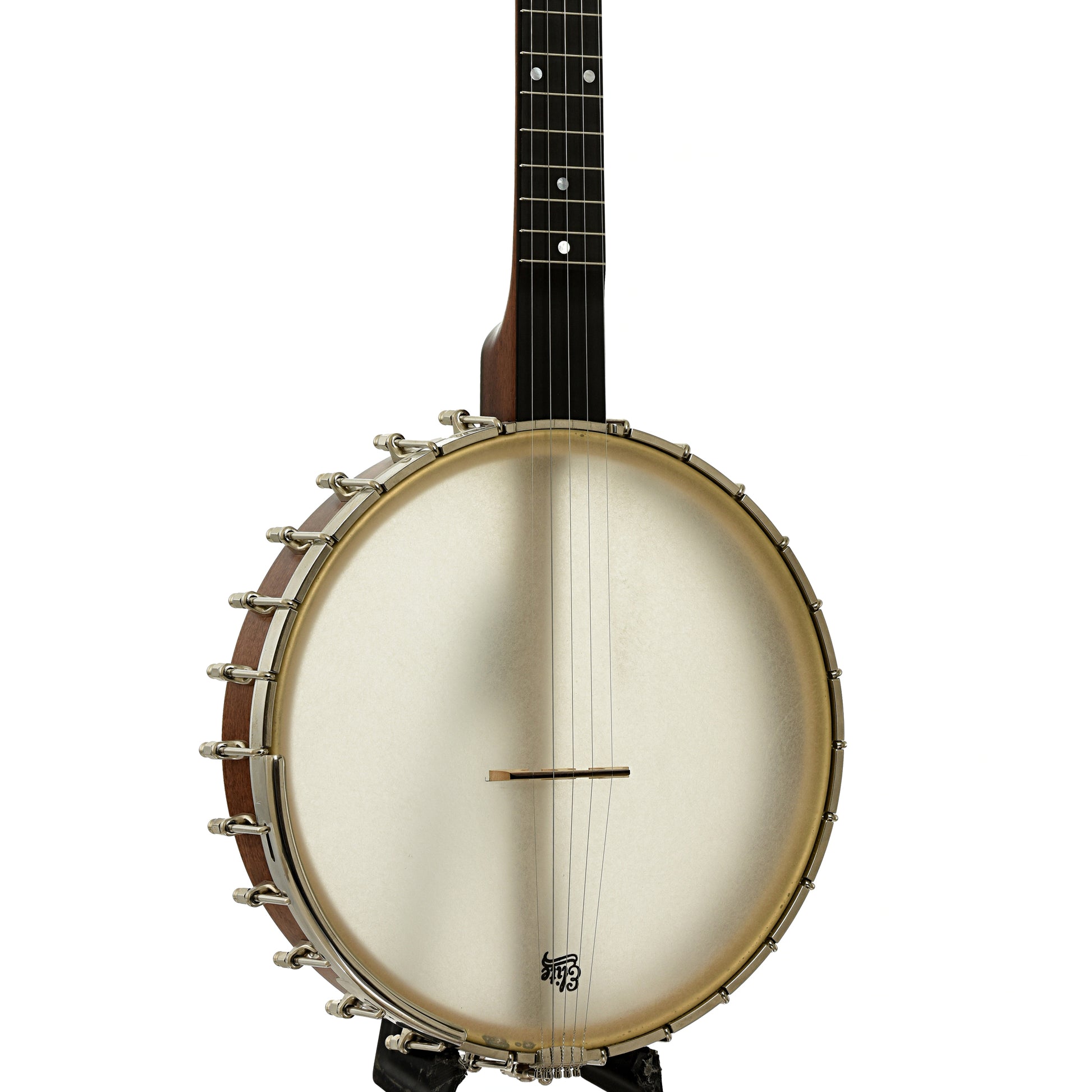 Front and side of Bart Reiter Round Peak 12" Open Back Banjo