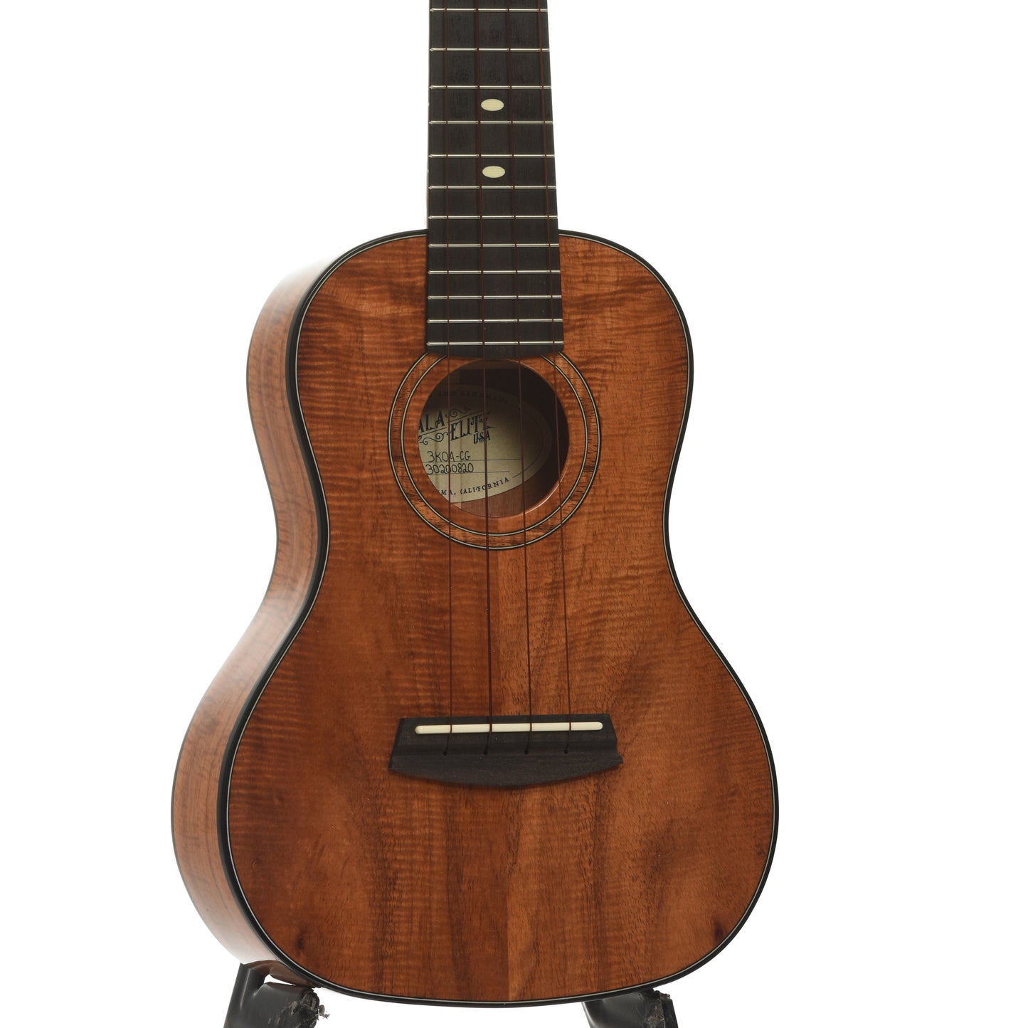 Front and side of Kala Elite 3KOA-CG Concert Ukulele