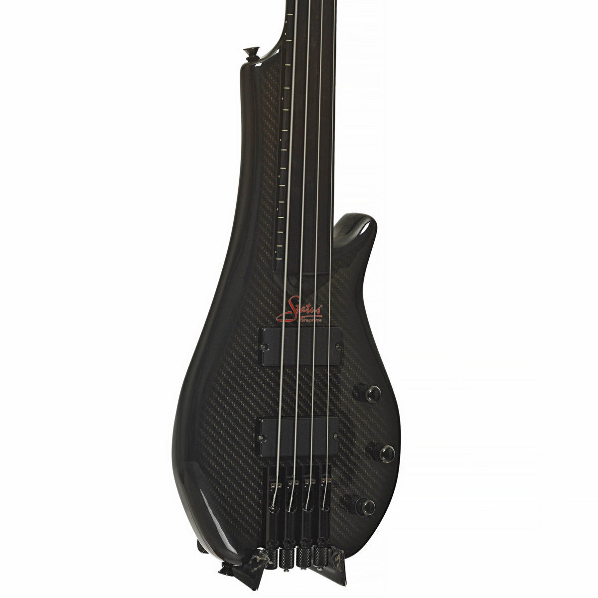 Front and side of Status Graphite Streamline 4 Headless Fretless Electric Bass