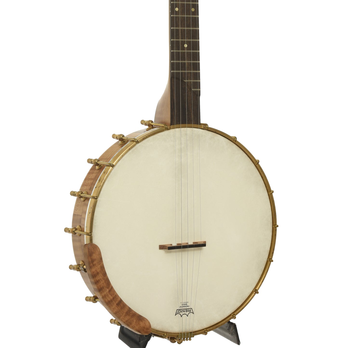 Front and side of Ozark Banjo Co. Maple Whyte Laydie 12" Openback Banjo