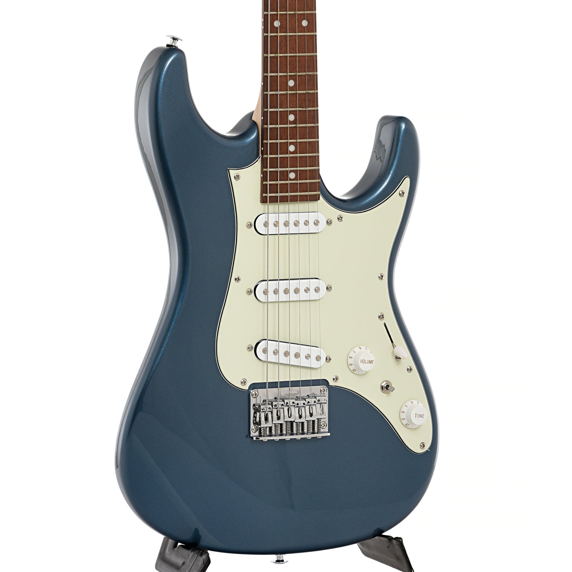 Front and side of Ibanez AZES31 Electric Guitar, Arctic Ocean Metallic