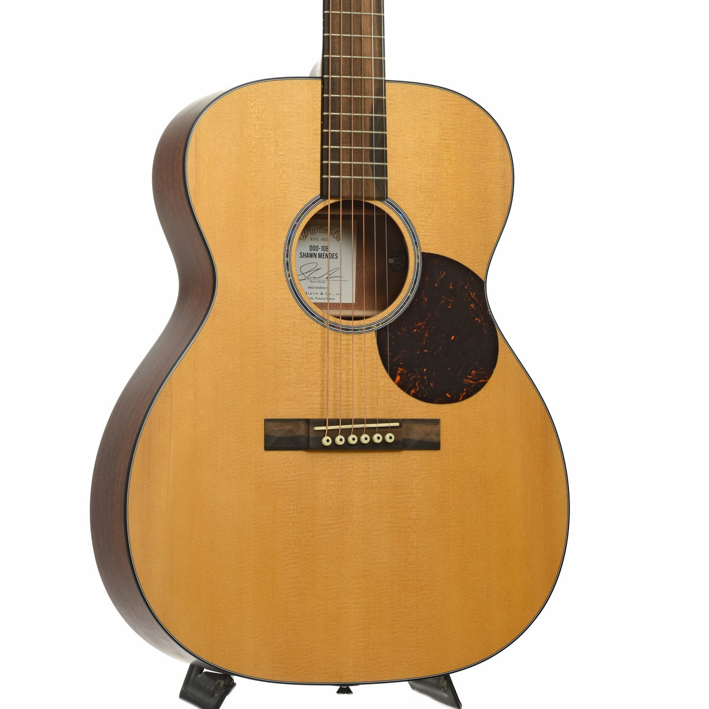 Front and side of Martin 000-10E Shawn Mendes Guitar