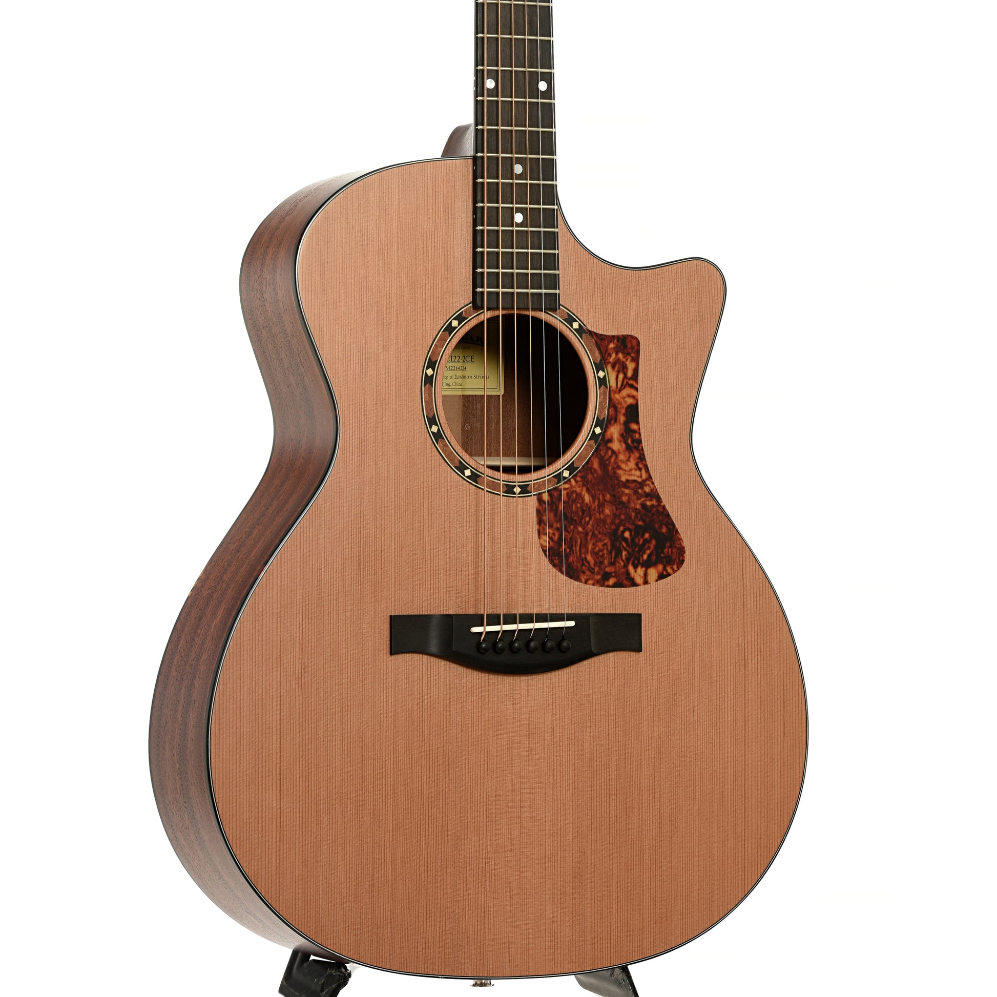 Front and side of Eastman AC122-2CE Acoustic Guitar and Gigbag