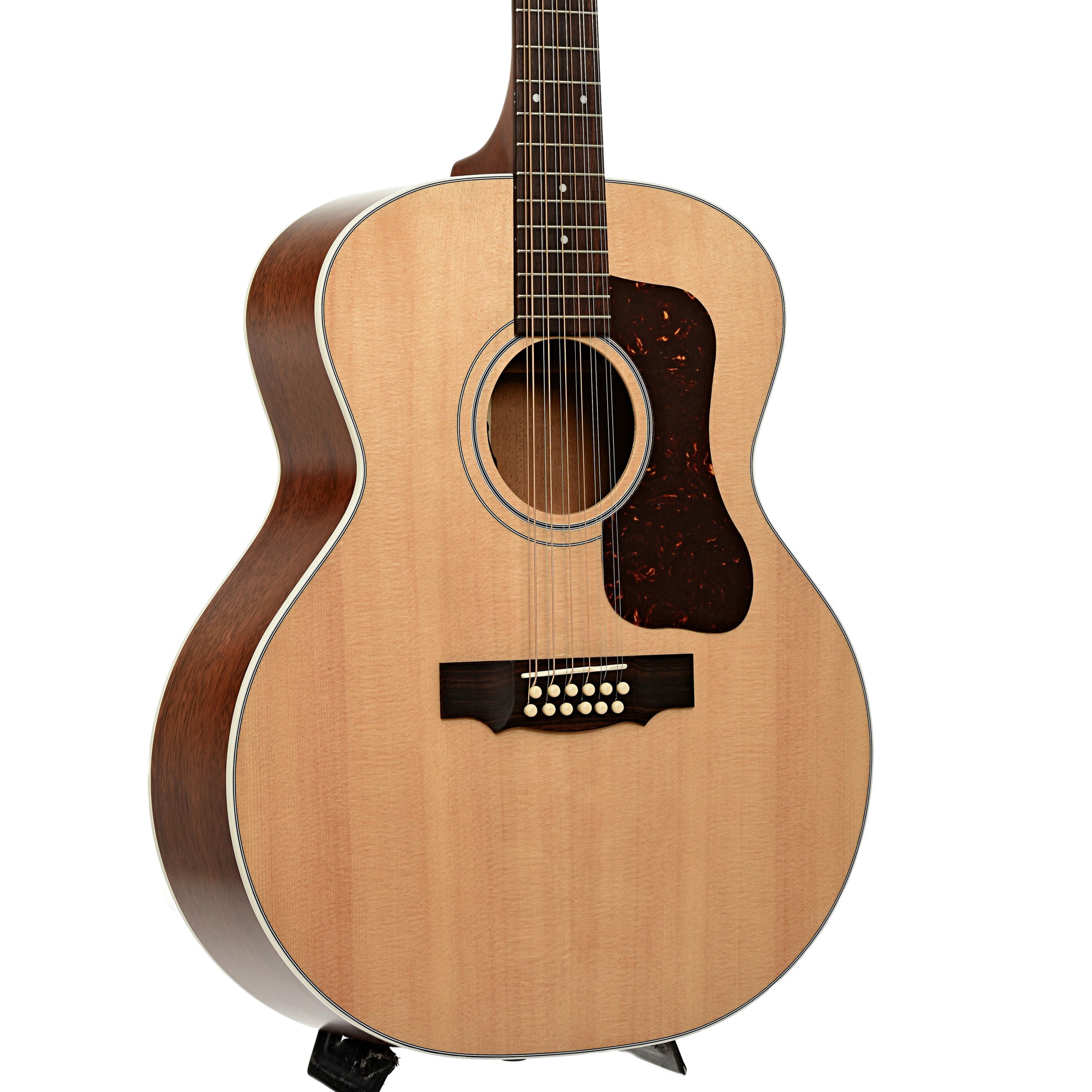 Front and side of Guild F-412E Standard Natural 12-String Acoustic-Electric Guitar