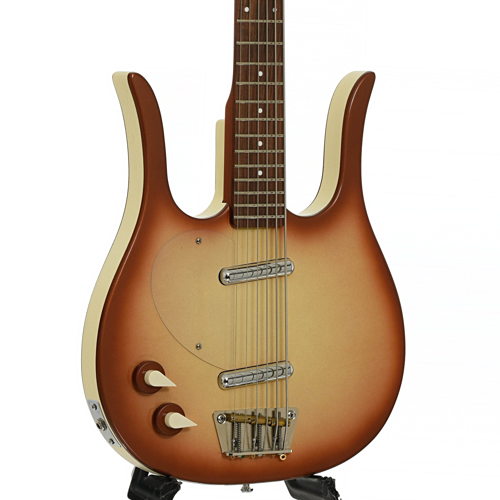 Front and side of Danelectro Longhorn 6-String Electric Bass LH