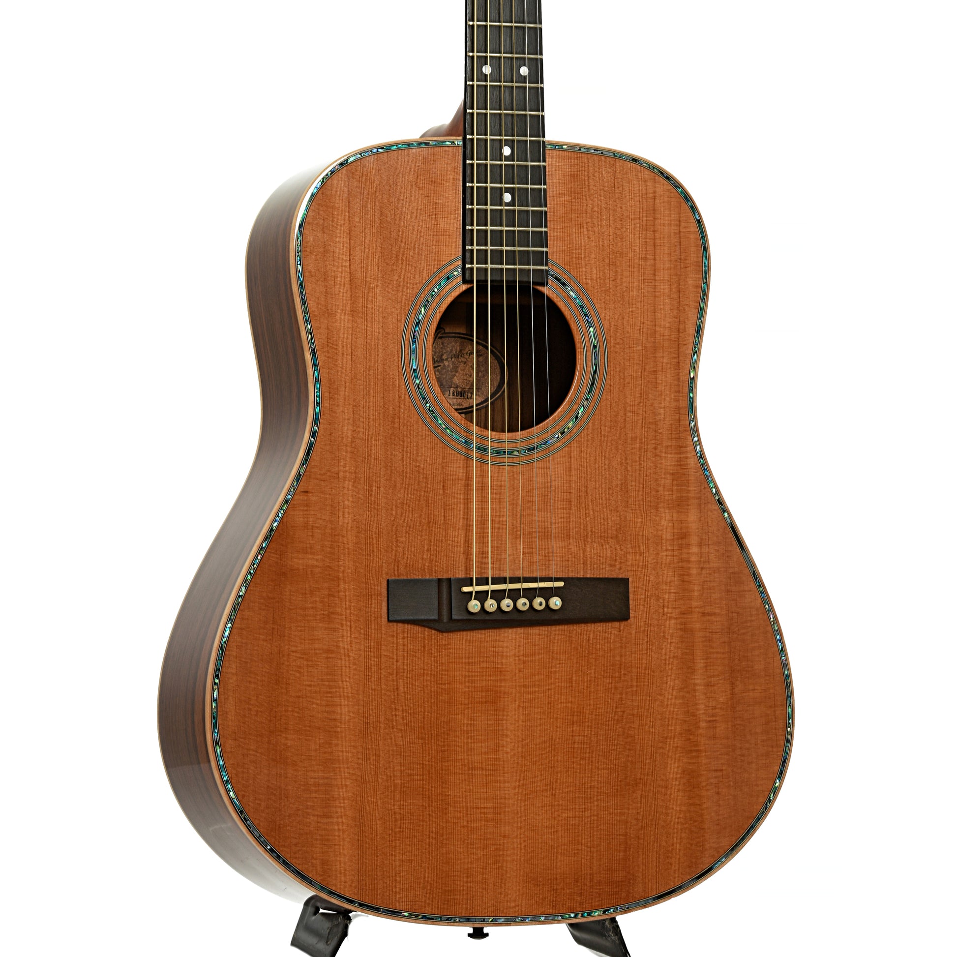 Full front and side of Andrew White D Model Acoustic Guitar 