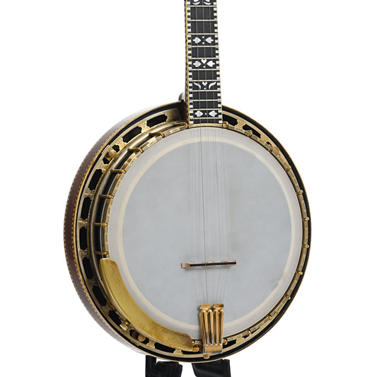 Front and side of Gibson TB-6 Checkerboard Conversion Resonator Banjo (1928)