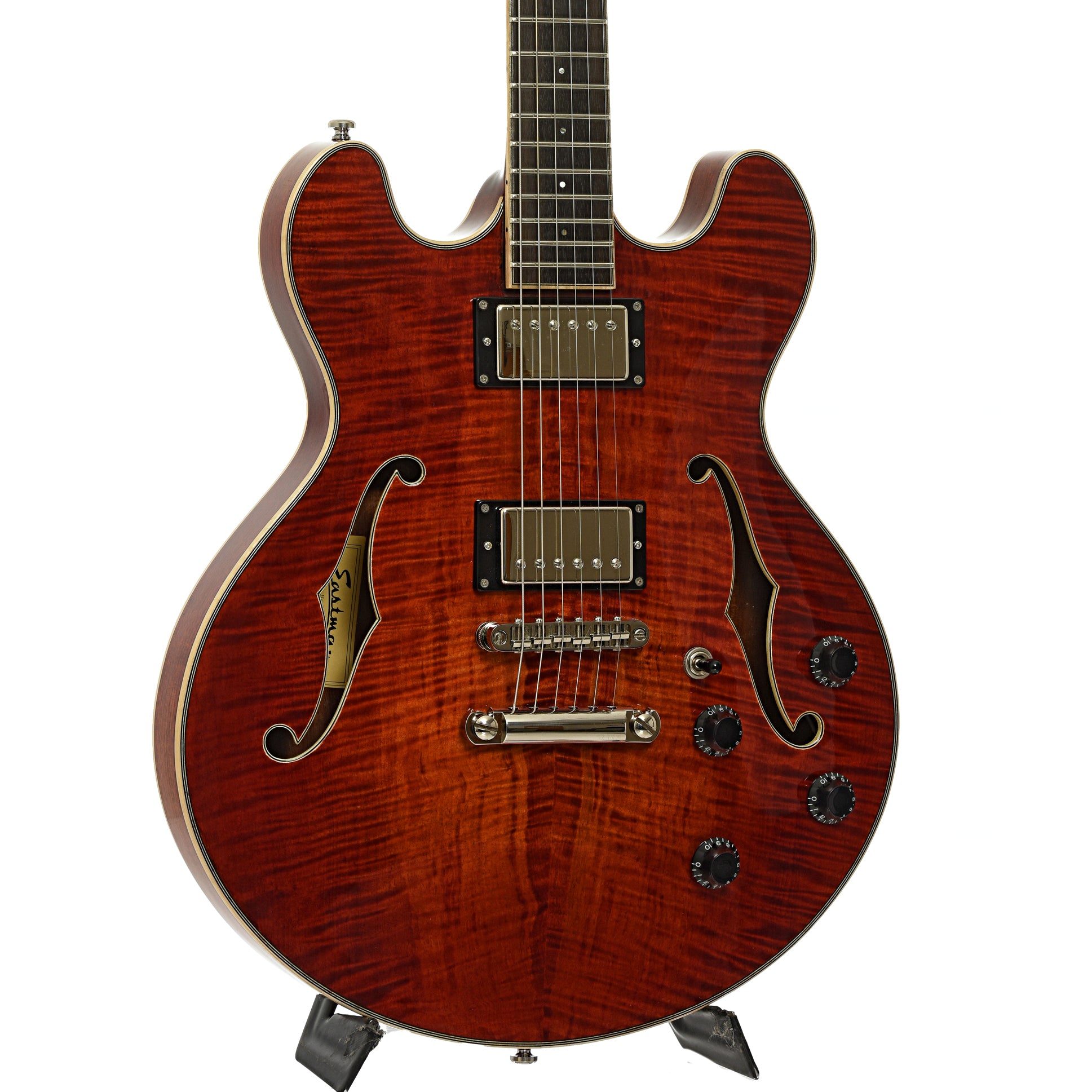 Front and side of Eastman T185MX Hollowbody Electric Guitar 