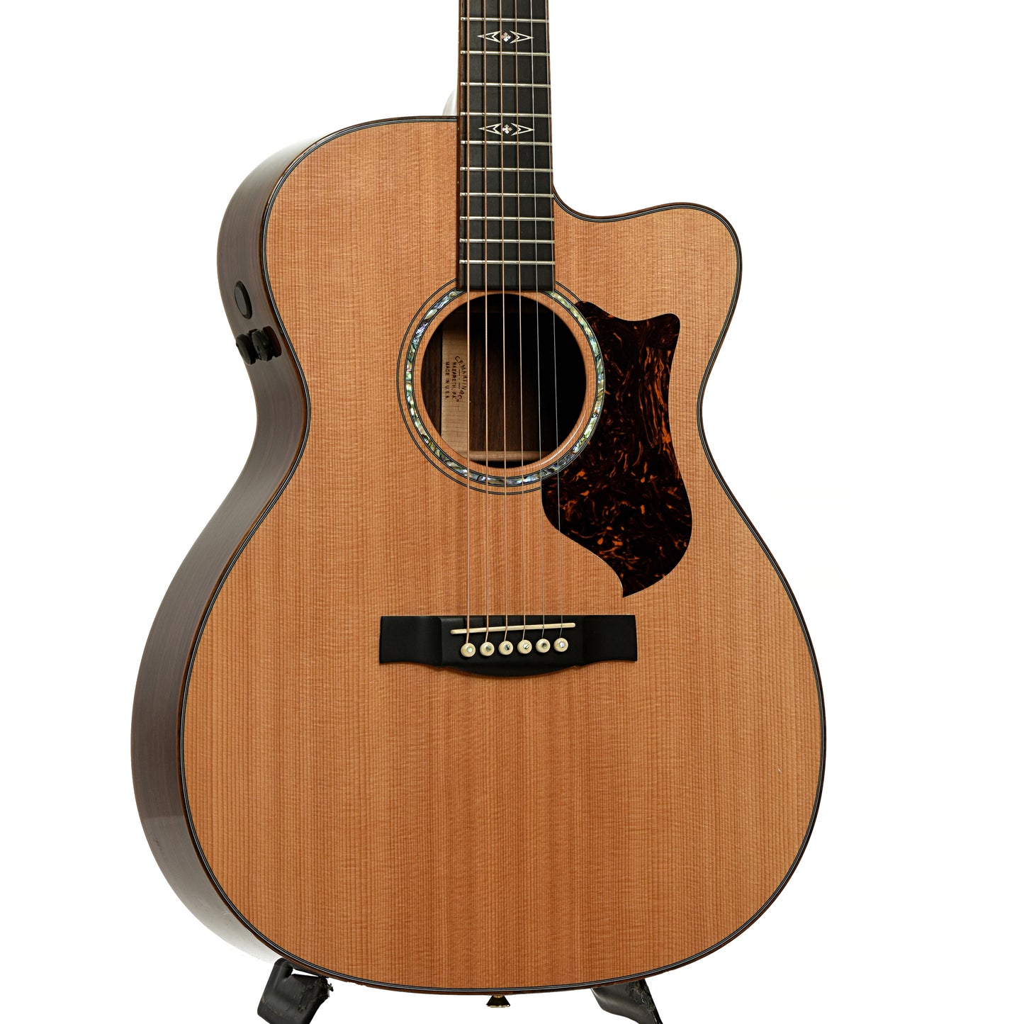 Frotn and side of Martin OMCPA1 Plus Performing Artist Acoustic-Electric Guitar