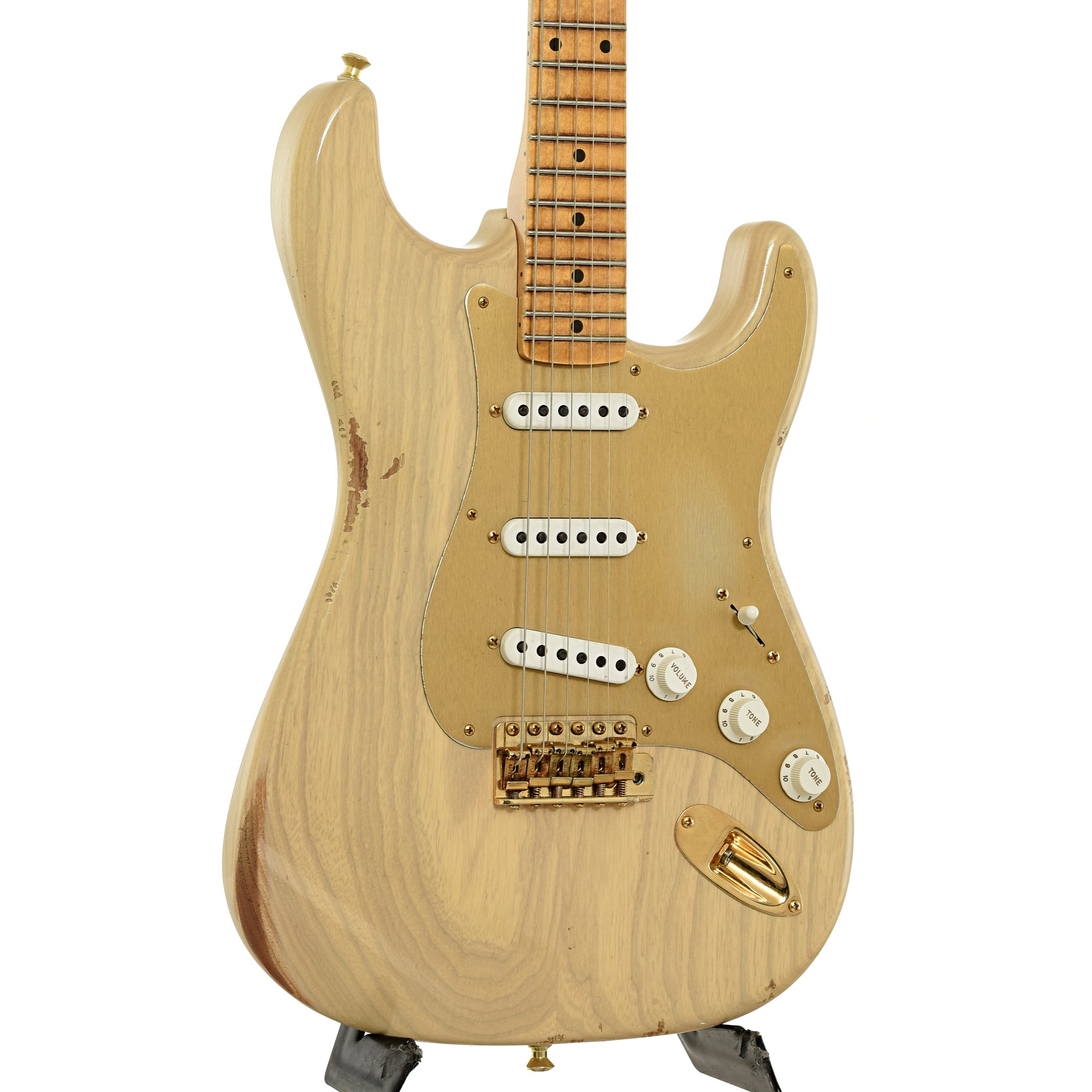 Front and side of Fender Custom Shop LTD 1955 Bone Tone Relic Stratocaster 