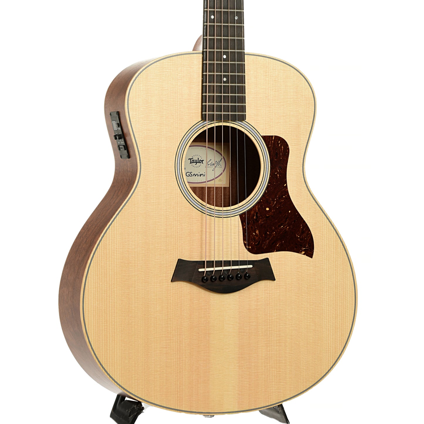 Front and side of Taylor GS Mini-e QS LTD Acoustic-Electric Guitar
