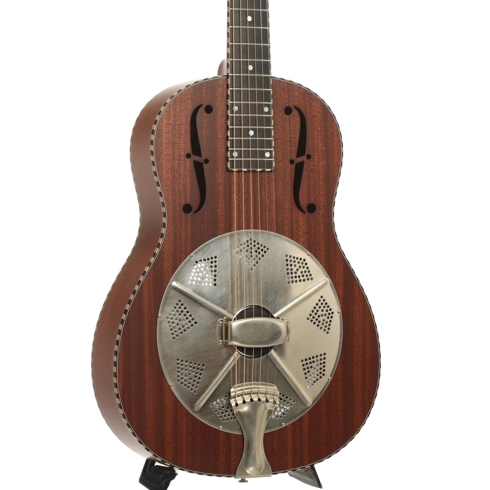 Front and side of National M2 Roundneck Resonator Acoustic Guitar