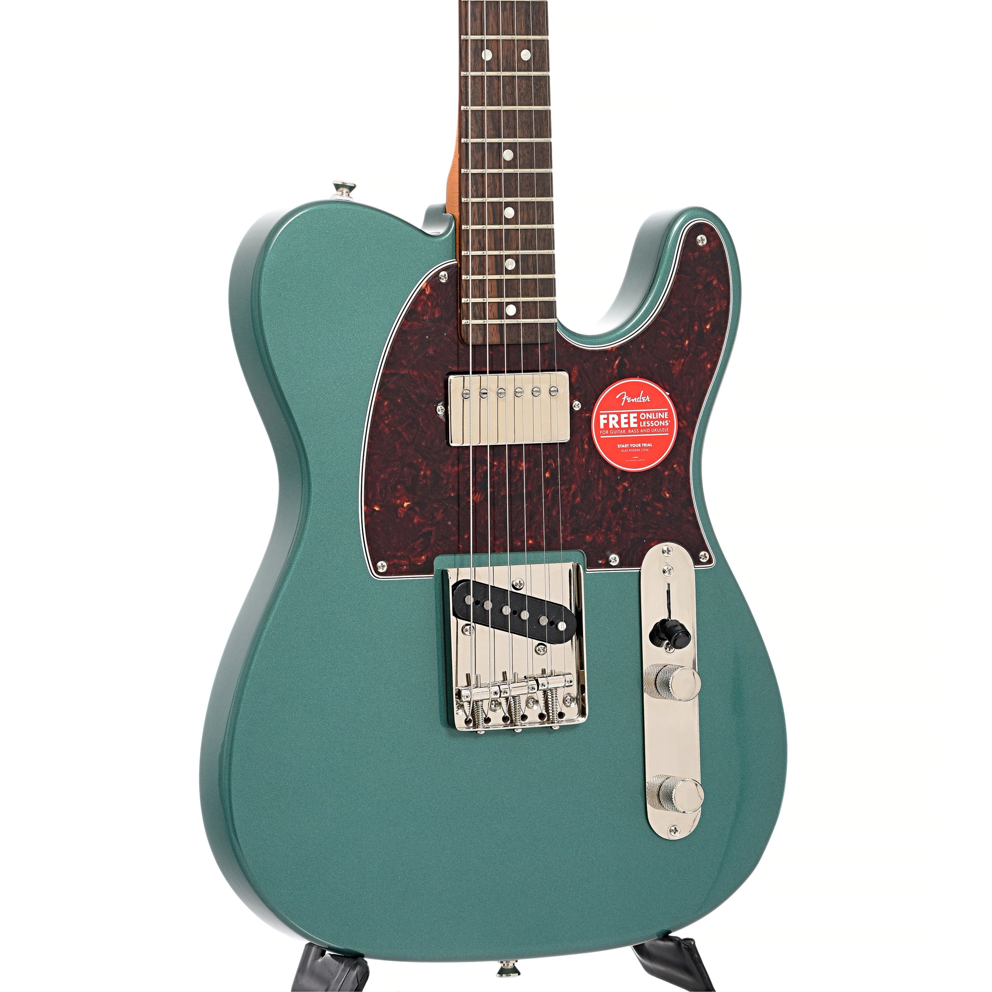 Front and side of Squier Limited Edition Classic Vibe '60s Telecaster SH, Sherwood Green