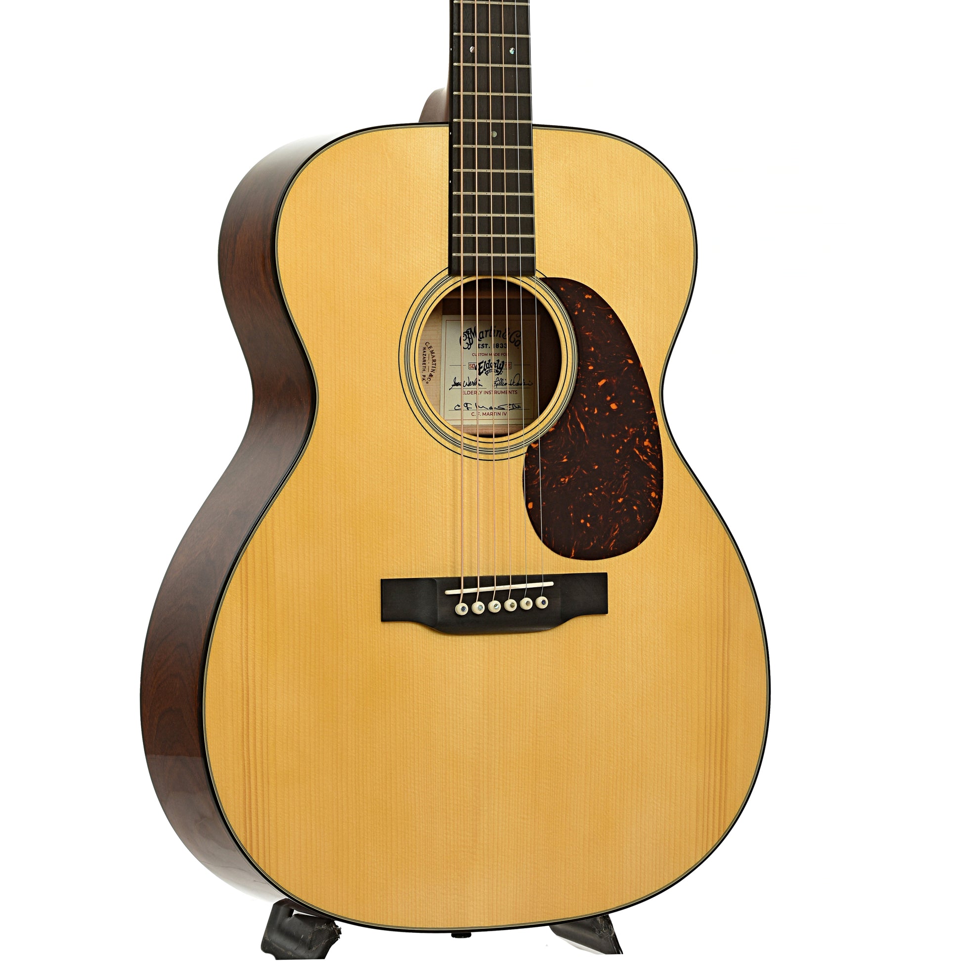 Front and side of Martin Custom Shop 000-18 Elderly 50th Anniversary Acoustic Guitar 