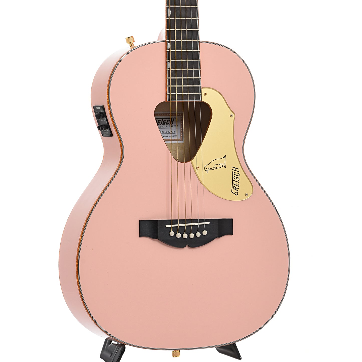 Front and side of Gretsch G5021E Rancher Penguin Parlor Acoustic-Electric Guitar (2021)