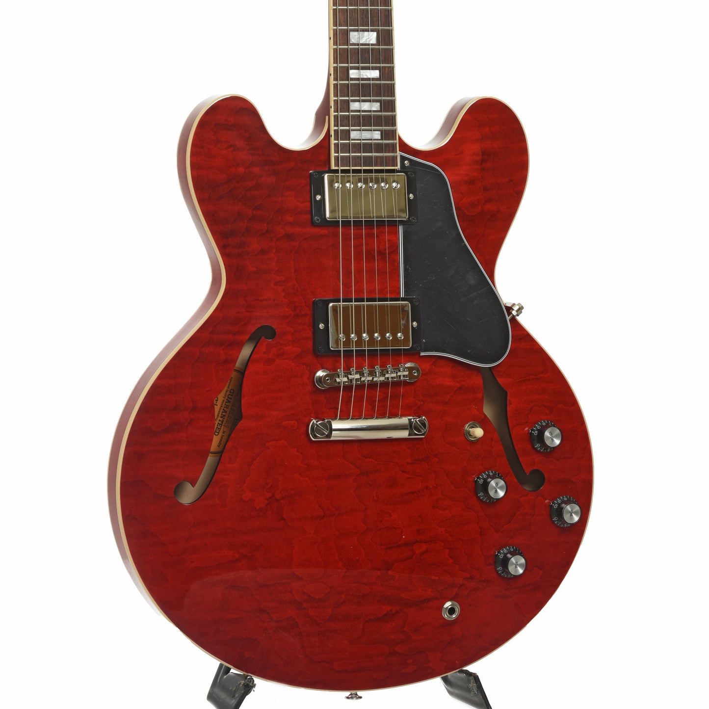 Front and side of Gibson ES-335 Figured Semi-Hollowbody Electric Guitar & Case, Sixties Cherry