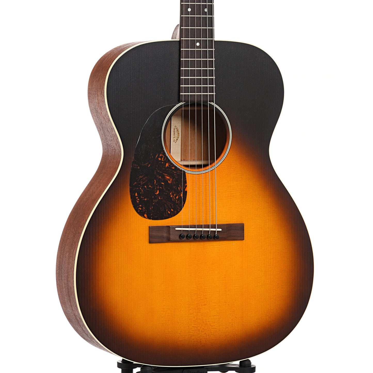 Front and side of Martin 000-17L Lefthanded, Whiskey Sunset Finish