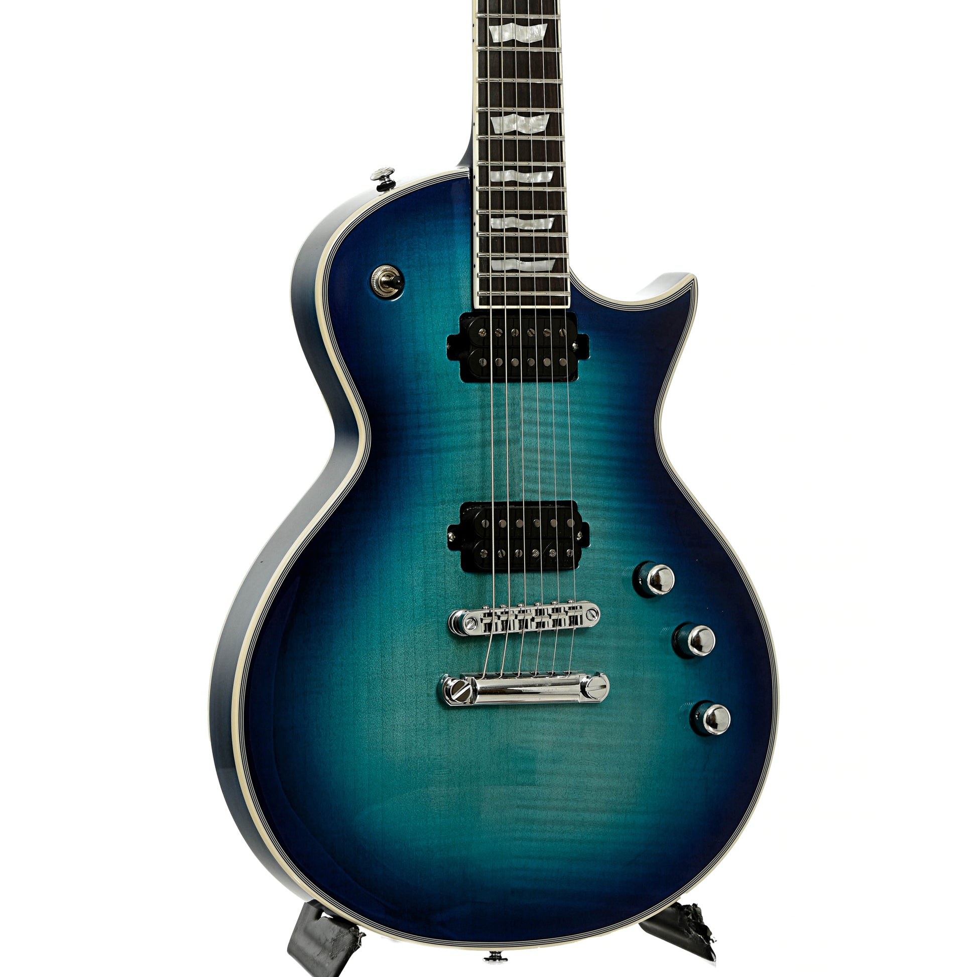 Front and side of ESP LTD EC-1000T CTM Electric Guitar, Violet Shadow