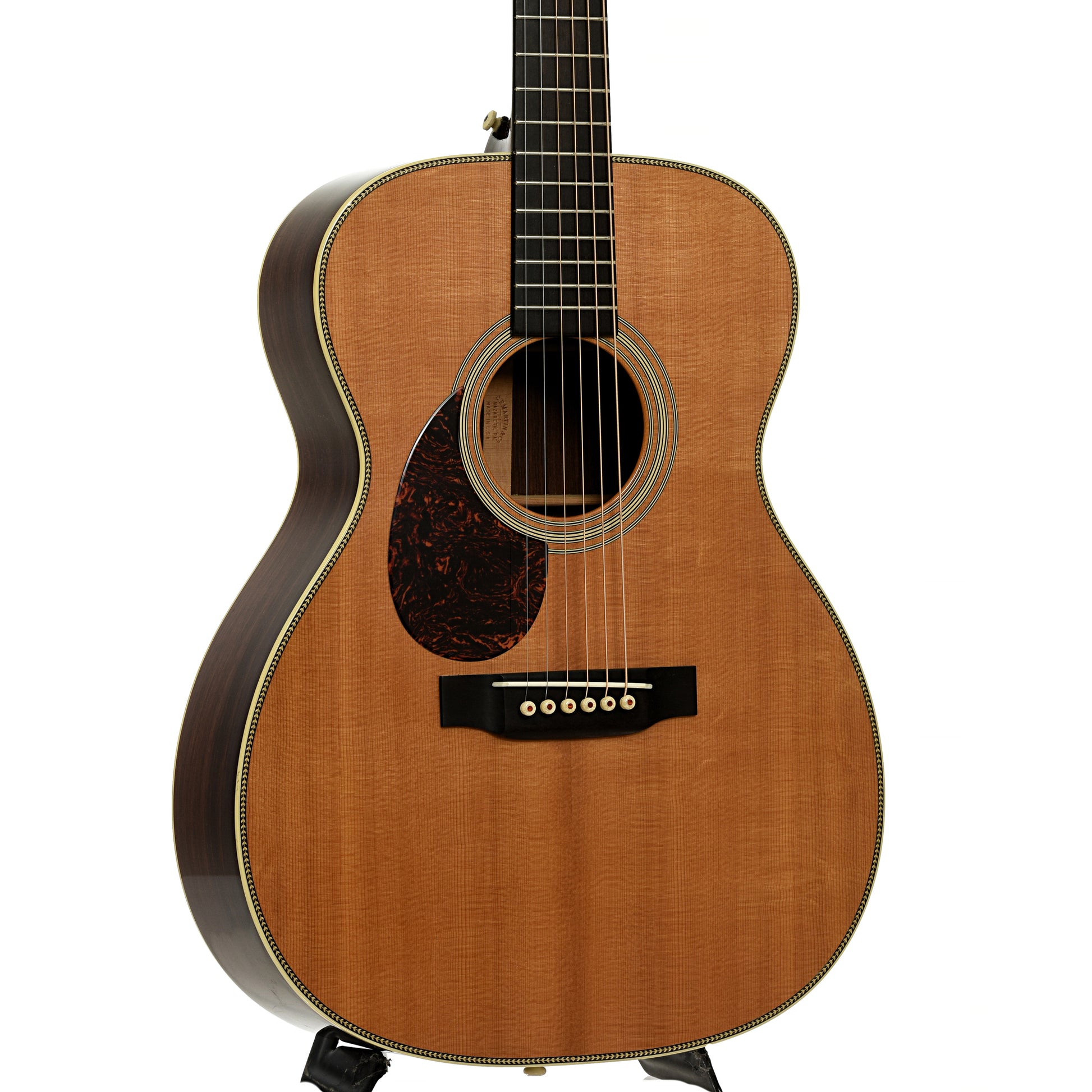 Front and side of Martin OM-28V L Acoustic Guitar 