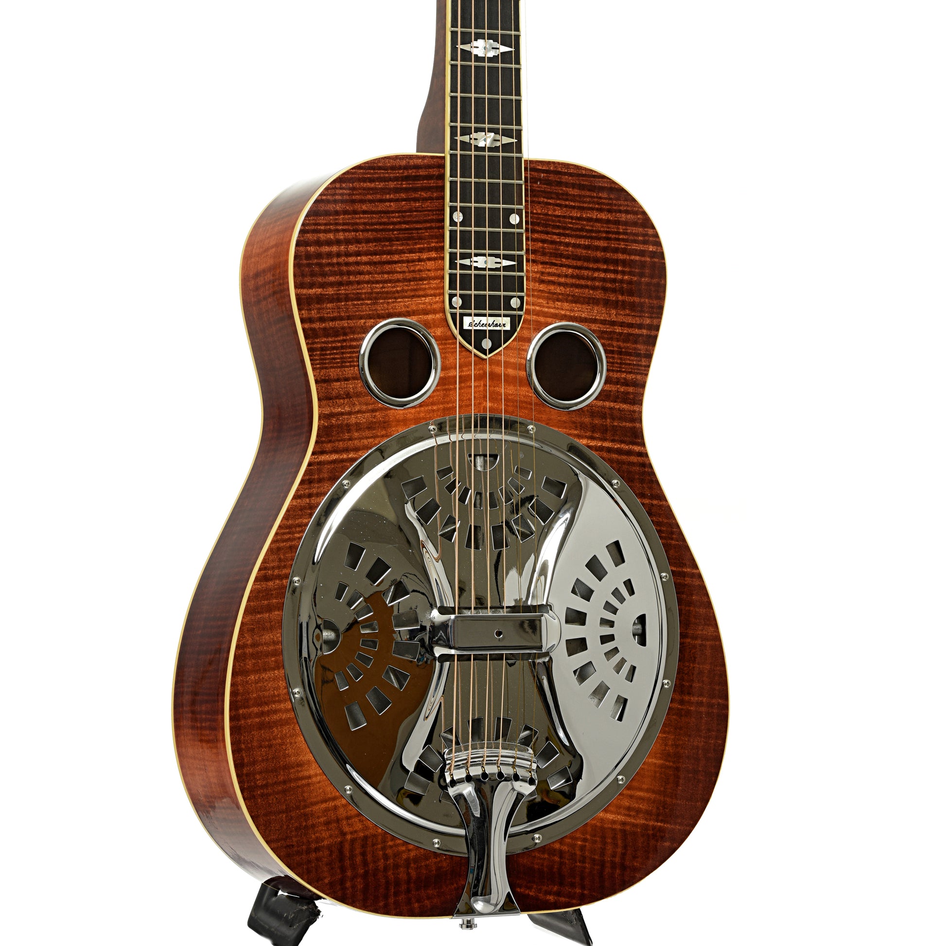 Front and side of Scheerhorn L-body Maple Squareneck Resonator Guitar