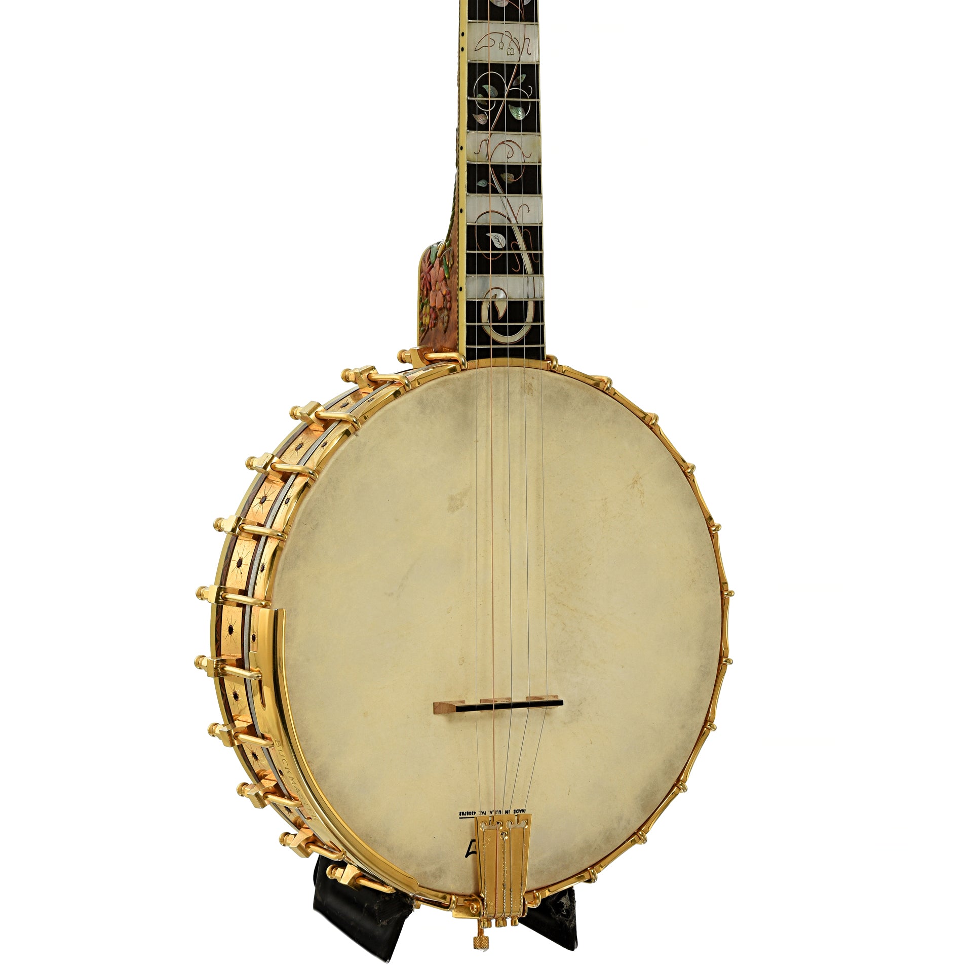 Front and side of R.O. Buckmaster Deluxe Open Back Banjo