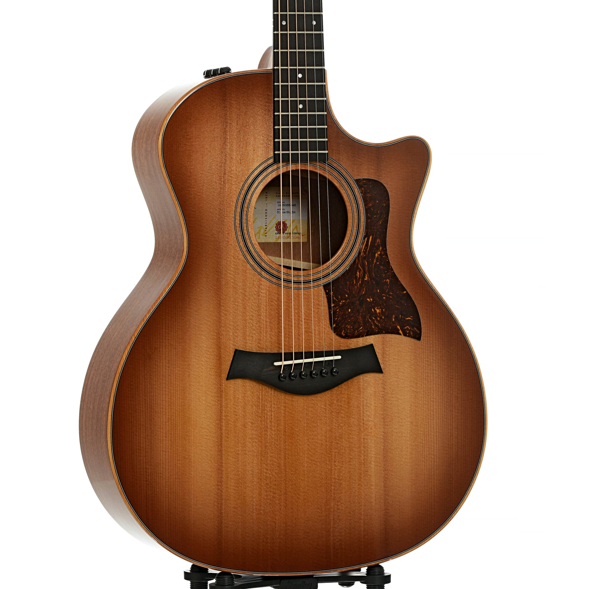 Front and side of Taylor 314ce Studio Acoustic Guitar & Gigbag, Shaded Edgeburst