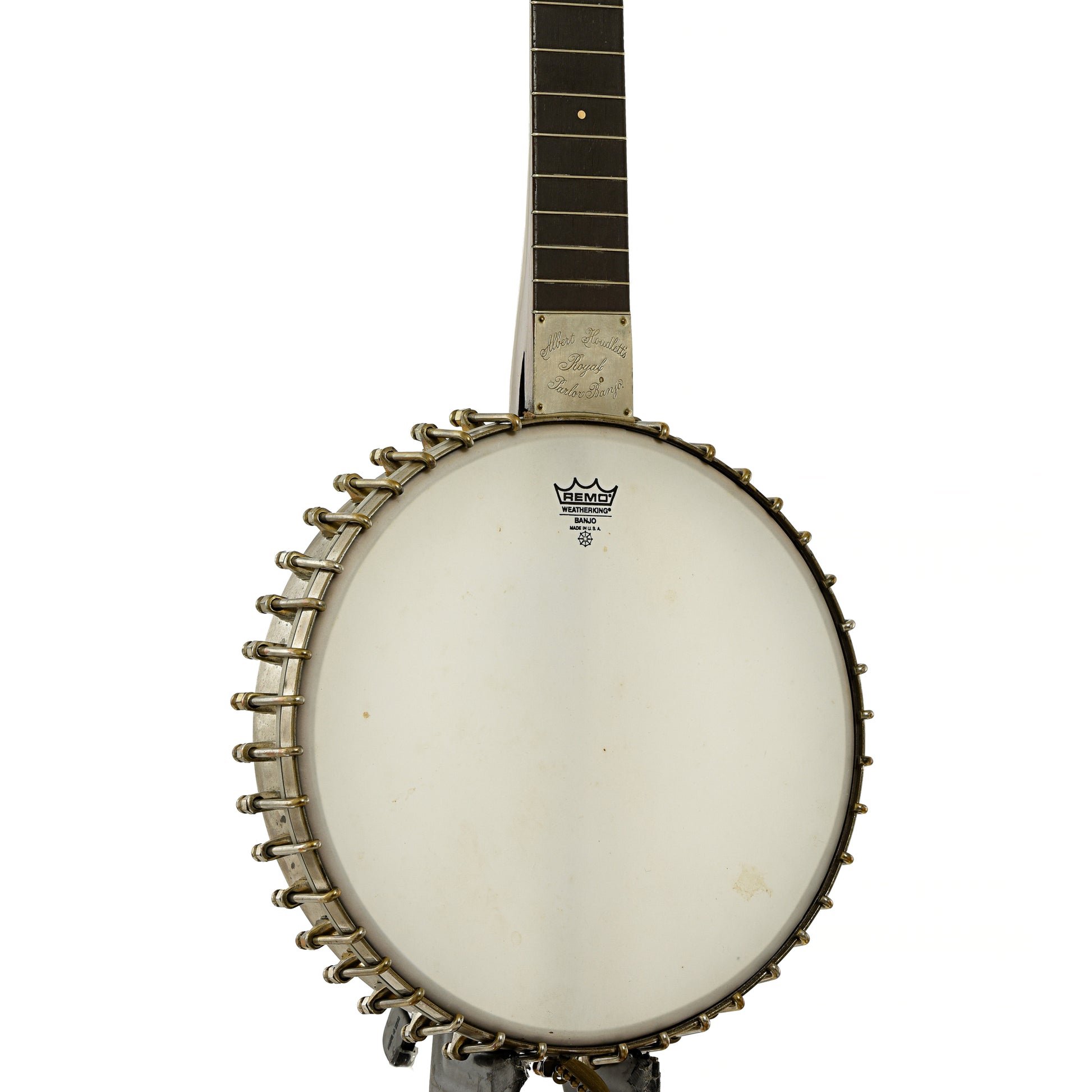Front and side of Albert Houdlett & Sons “Royal Parlor Banjo” Openback Banjo