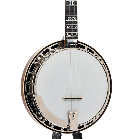 Front and side of Prucha Walnut Parts banjo (c.2016)