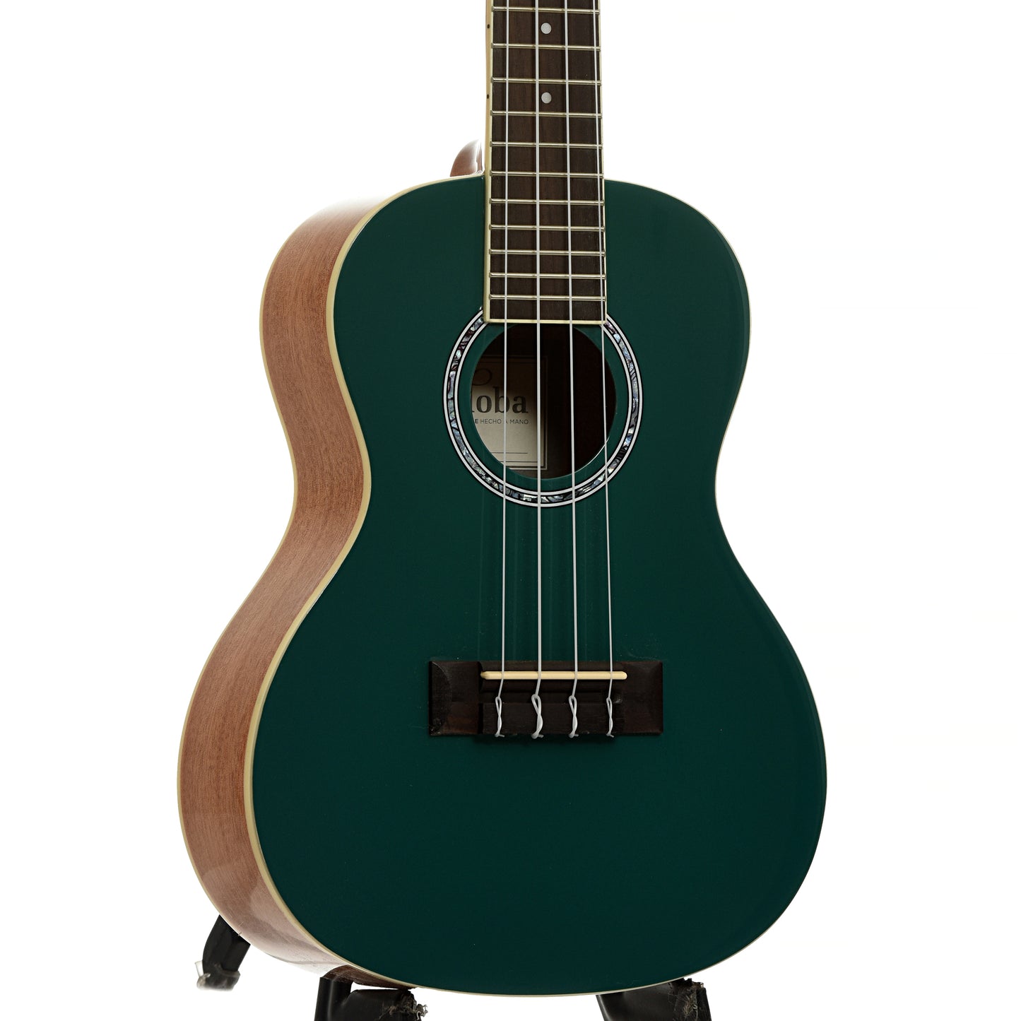 Front and side of Cordoba 15C Concert Ukulele, Catalonia Green
