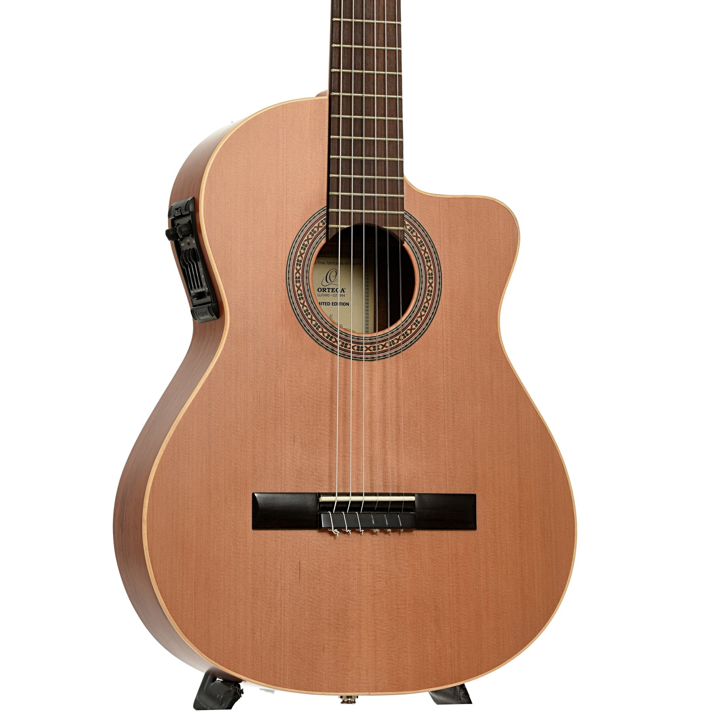 Front and side of Ortega RCE180T-LTD Classical Guitar