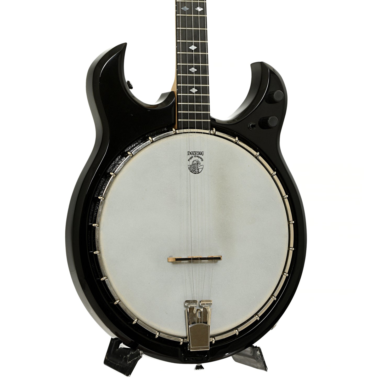 Front and side of Deering Crossfire Electric Banjo