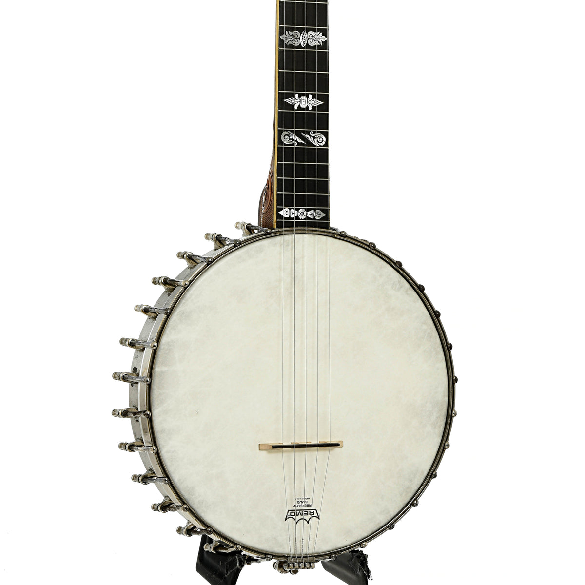 Front and side of Fairbanks Whyte Laydie No.7 Open Back Banjo