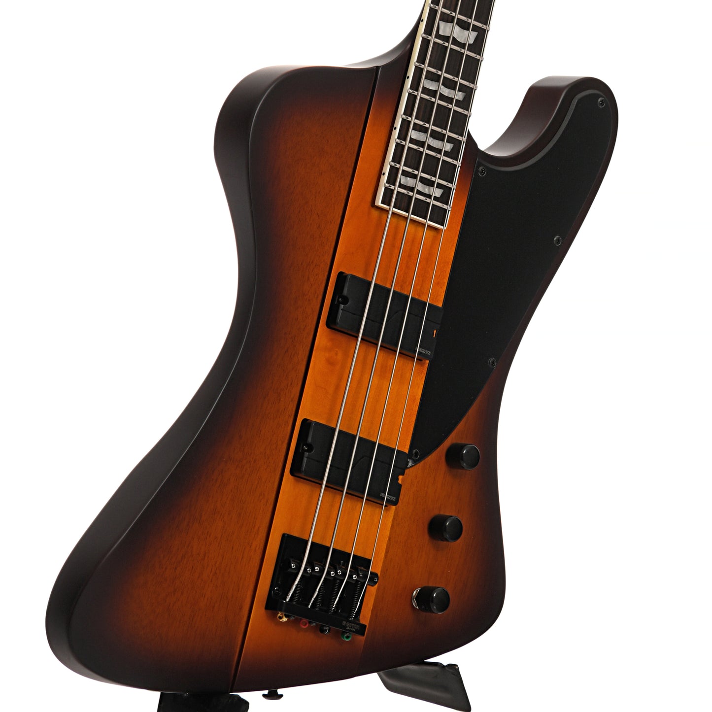 front and side of ESP LTD Phoenix-1004 4-String Bass, Tobacco Sunburst Satin