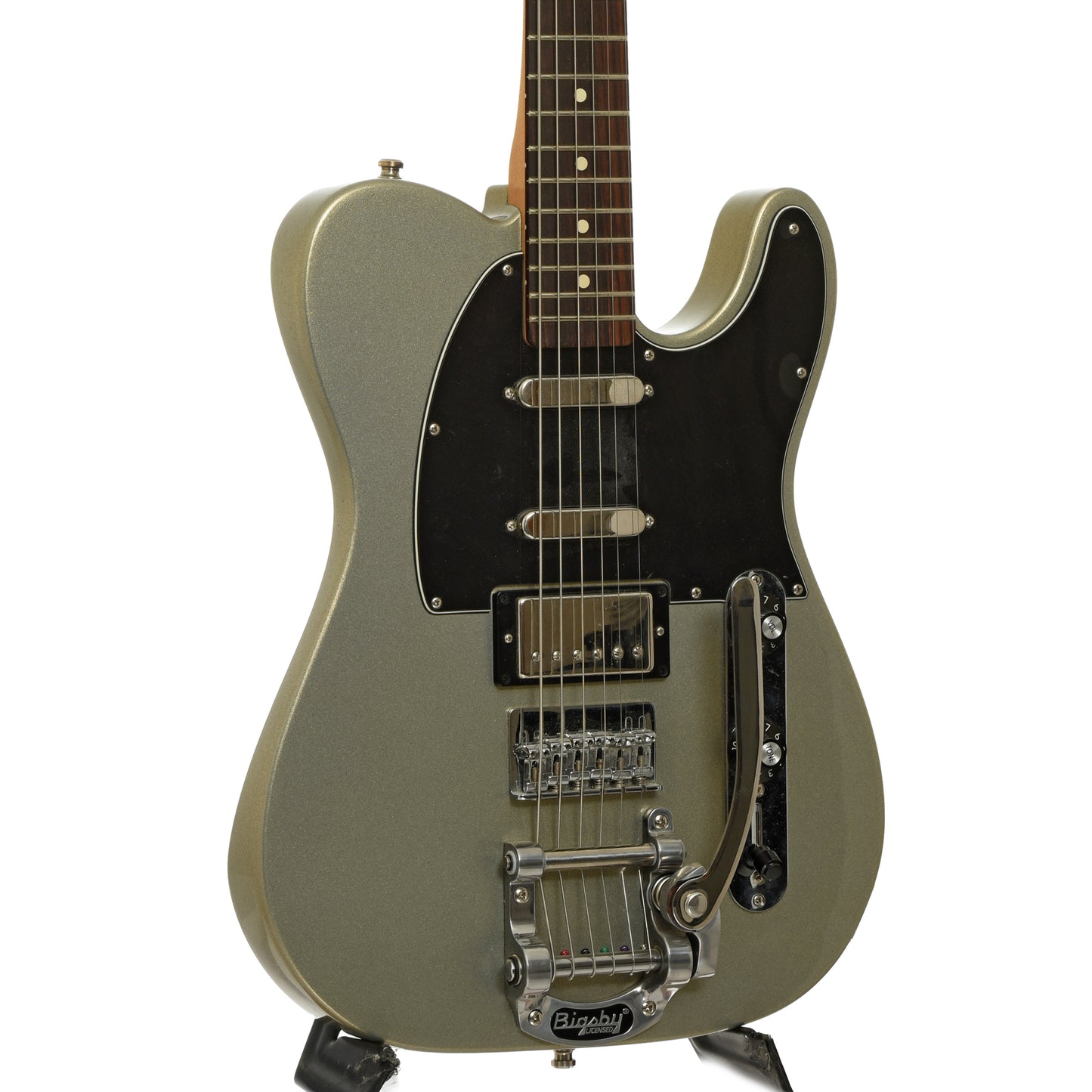 Front and side of Fender Blacktop Baritone Telecaster Electric Guitar 