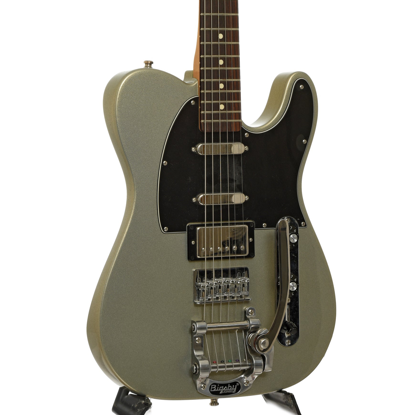 Front and side of Fender Blacktop Baritone Telecaster Electric Guitar 