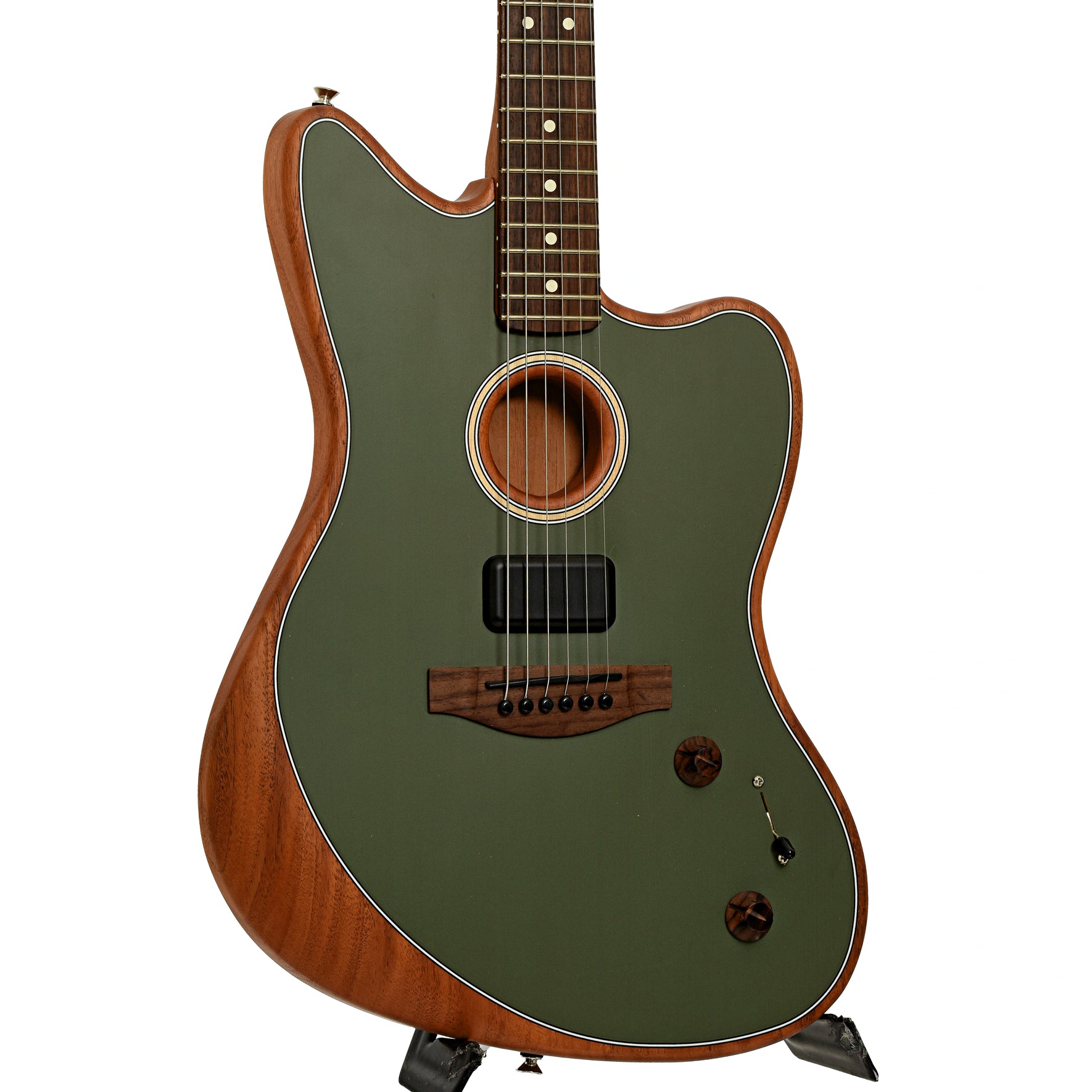 Front and side of Fender Acoustasonic Player Jazzmaster Acoustic-Electric Guitar 