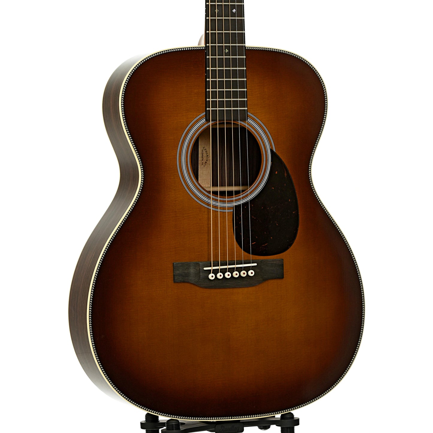 Front and side of Martin OM-28 Ambertone Acoustic Guitar